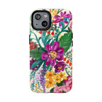 Posy MagSafe iPhone 14 Case – Glossy | cream, magenta, coral botanical floral print