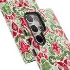 Luxury Wonderland Samsung S24 Ultra Case – detail view of 5 lenses in camera | cream, red, green ornate damask Christmas floral print