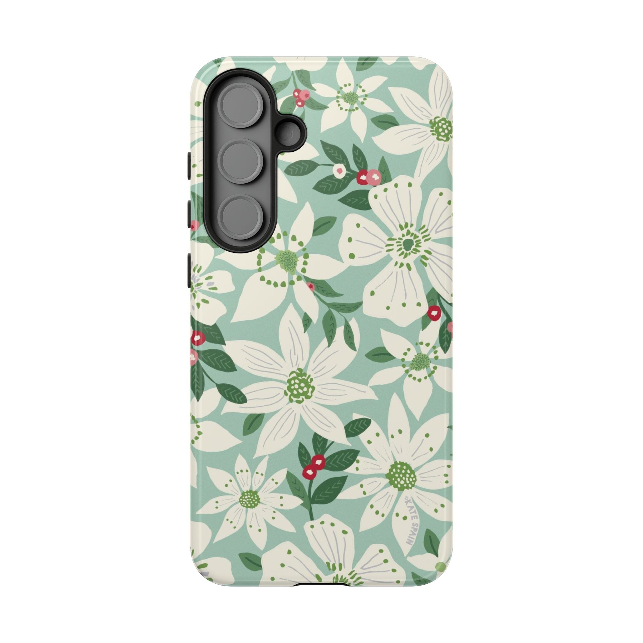 Gardenia Samsung Galaxy S25 Plus Case – Glossy | white, cream, green gardenia botanical print