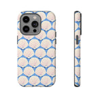 Seashells Tough iPhone 14 Pro Case – Matte | periwinkle, cream, blush scallop shell print
