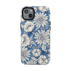Jardin Blue MagSafe iPhone 14 Pro Case – Matte | blue and cream botanical garden print