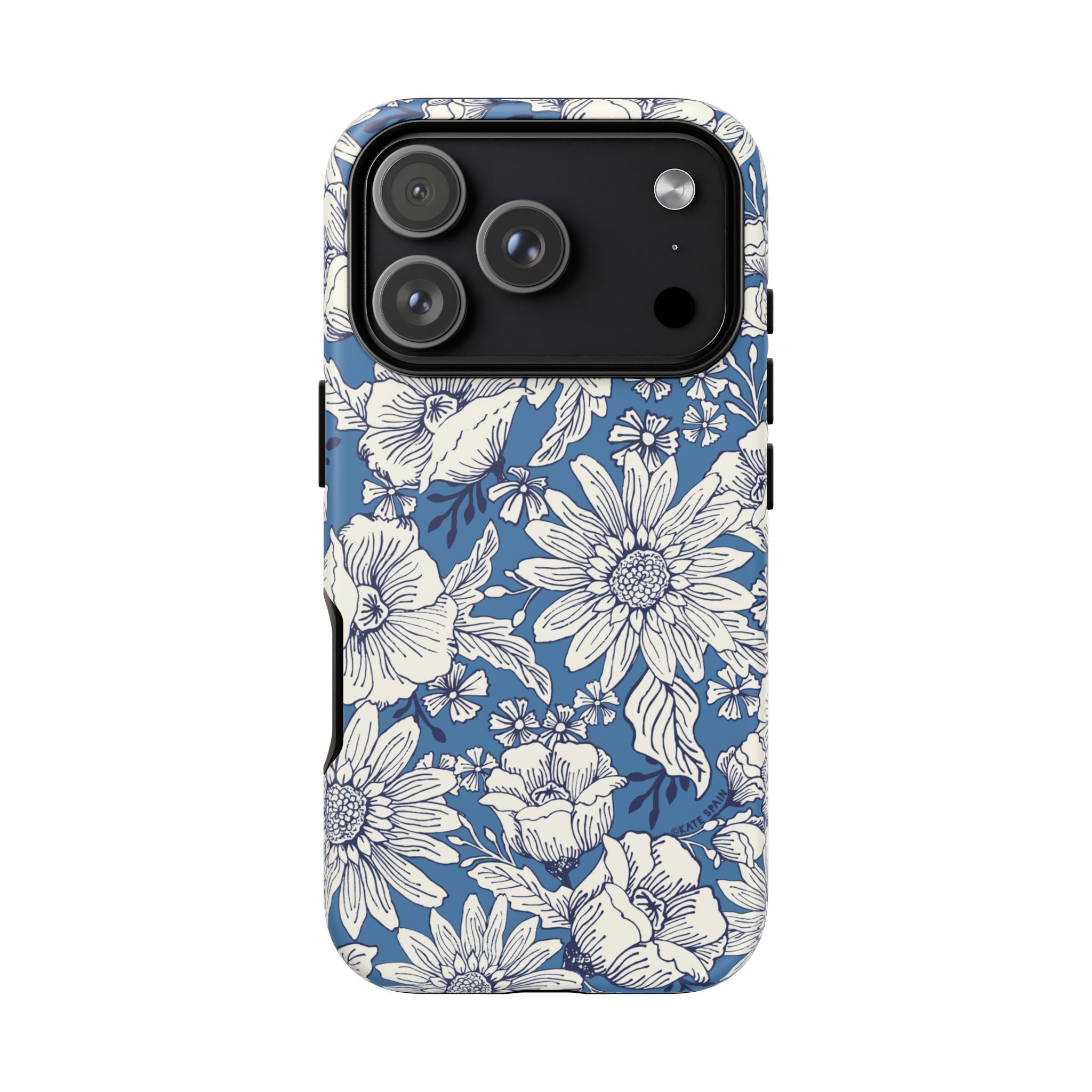 Jardin Tough iPhone 17 Pro Case – Matte | blue and cream botanical garden print