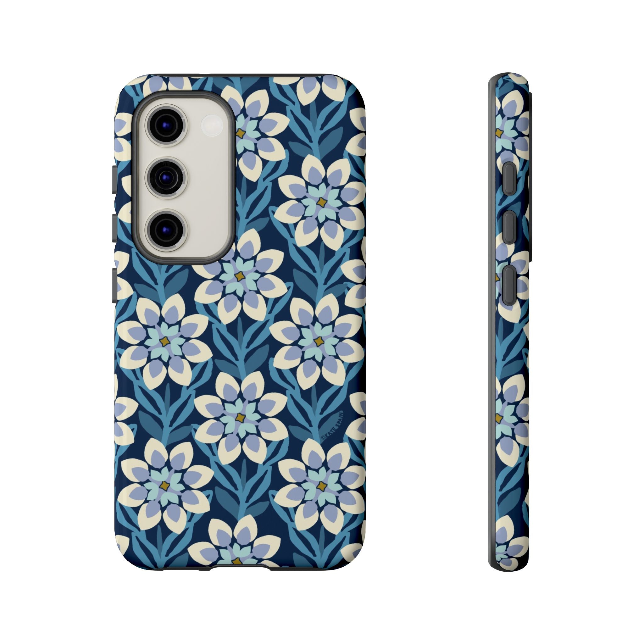 Luxury Modern Dahlia Samsung Galaxy S23 Case – Matte | navy, white, periwinkle modern dahlia print
