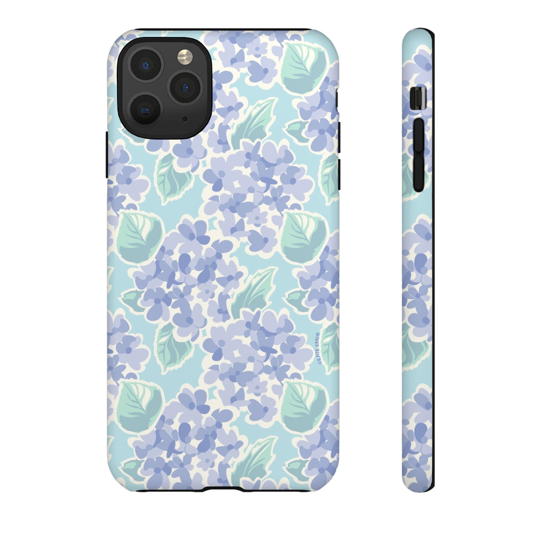 Nantucket Hydrangea Tough iPhone 11 Pro Max Case – Matte | white, lavender, mint watercolor hydrangea print