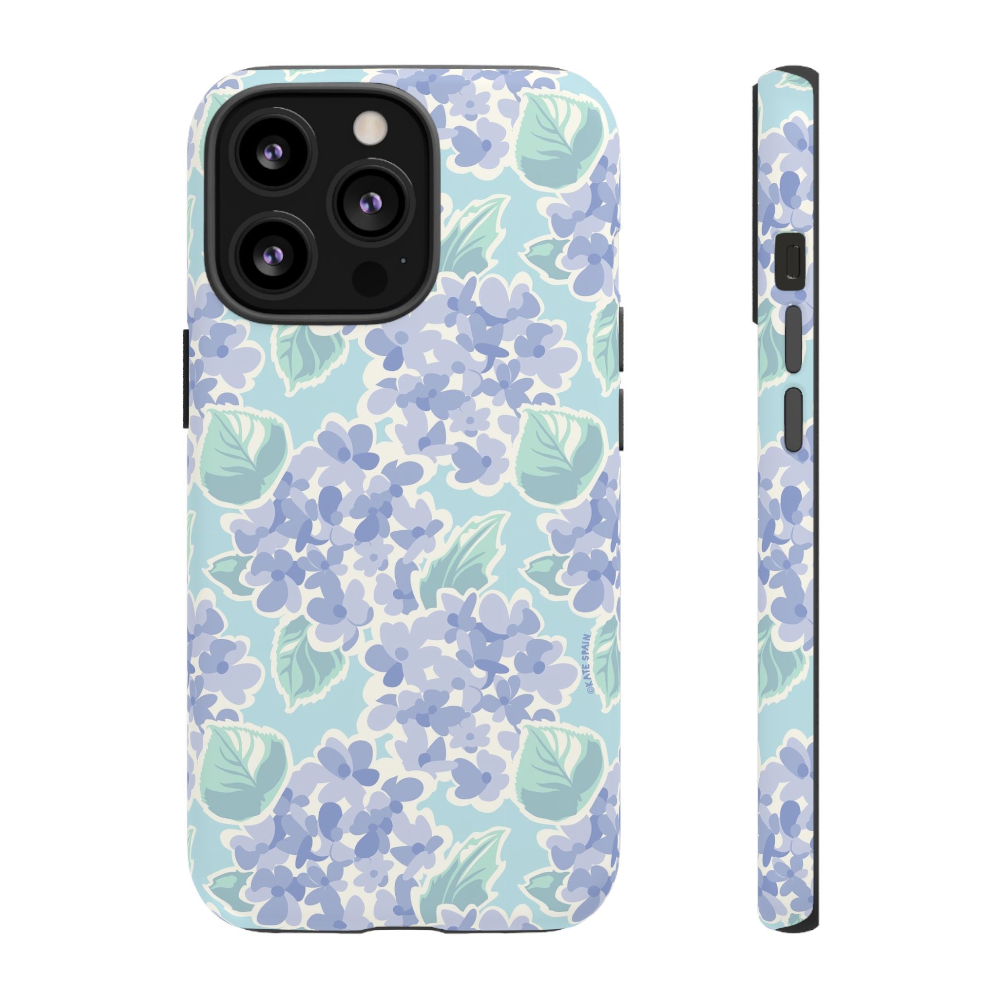 Nantucket Hydrangea Tough iPhone 13 Pro Case – Matte | white, lavender, mint watercolor hydrangea print