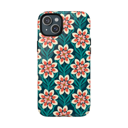 Modern Dahlia MagSafe iPhone Case - Teal Allover Pattern