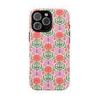 Pink Butterfly MagSafe iPhone 16 Pro Max Case – Matte | pink, coral, green, cream butterfly floral print