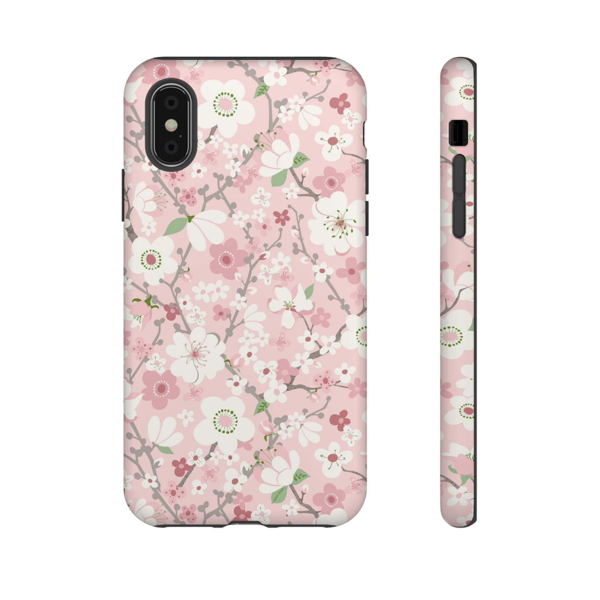 Luxury Pink Cherry Blossom Tough iPhone X Case – Matte | light pink, white, cherry blossom floral print