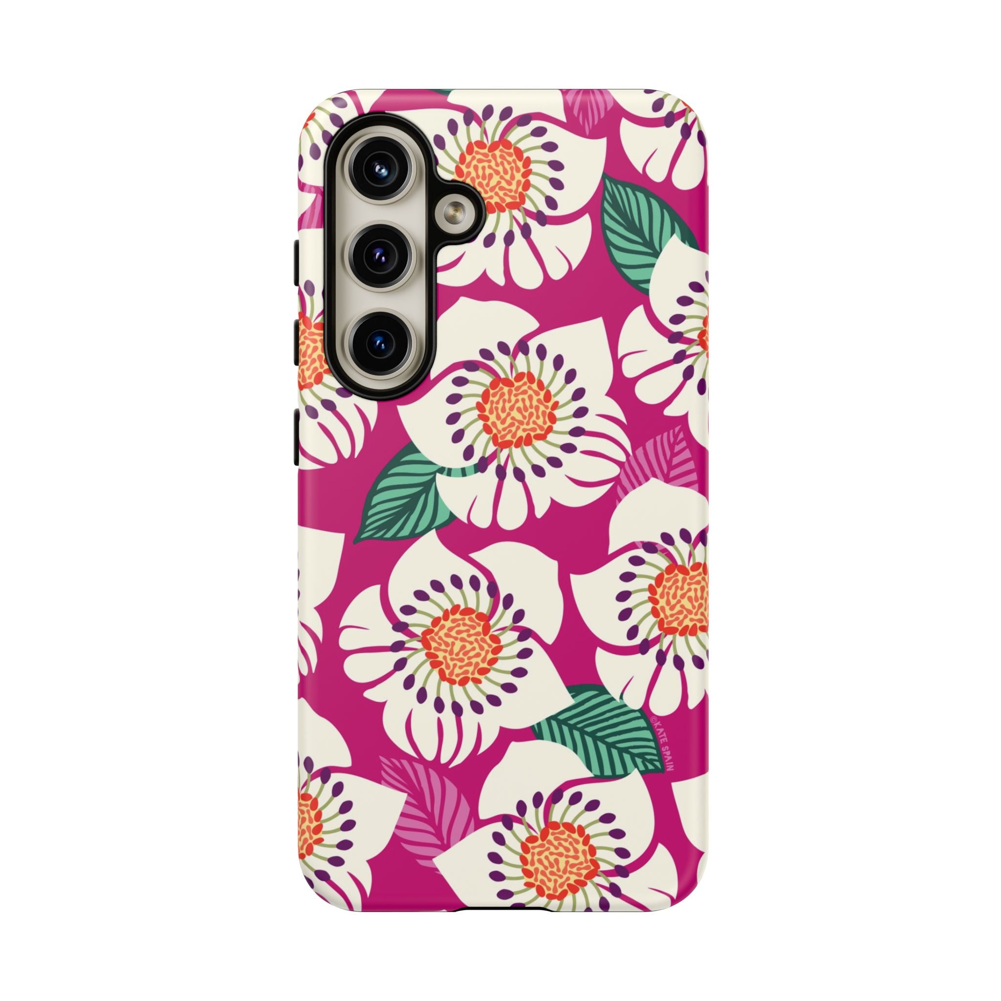 Artistic Panache Samsung Galaxy S24 Case – Matte | berry, cream white, peach anemone floral print