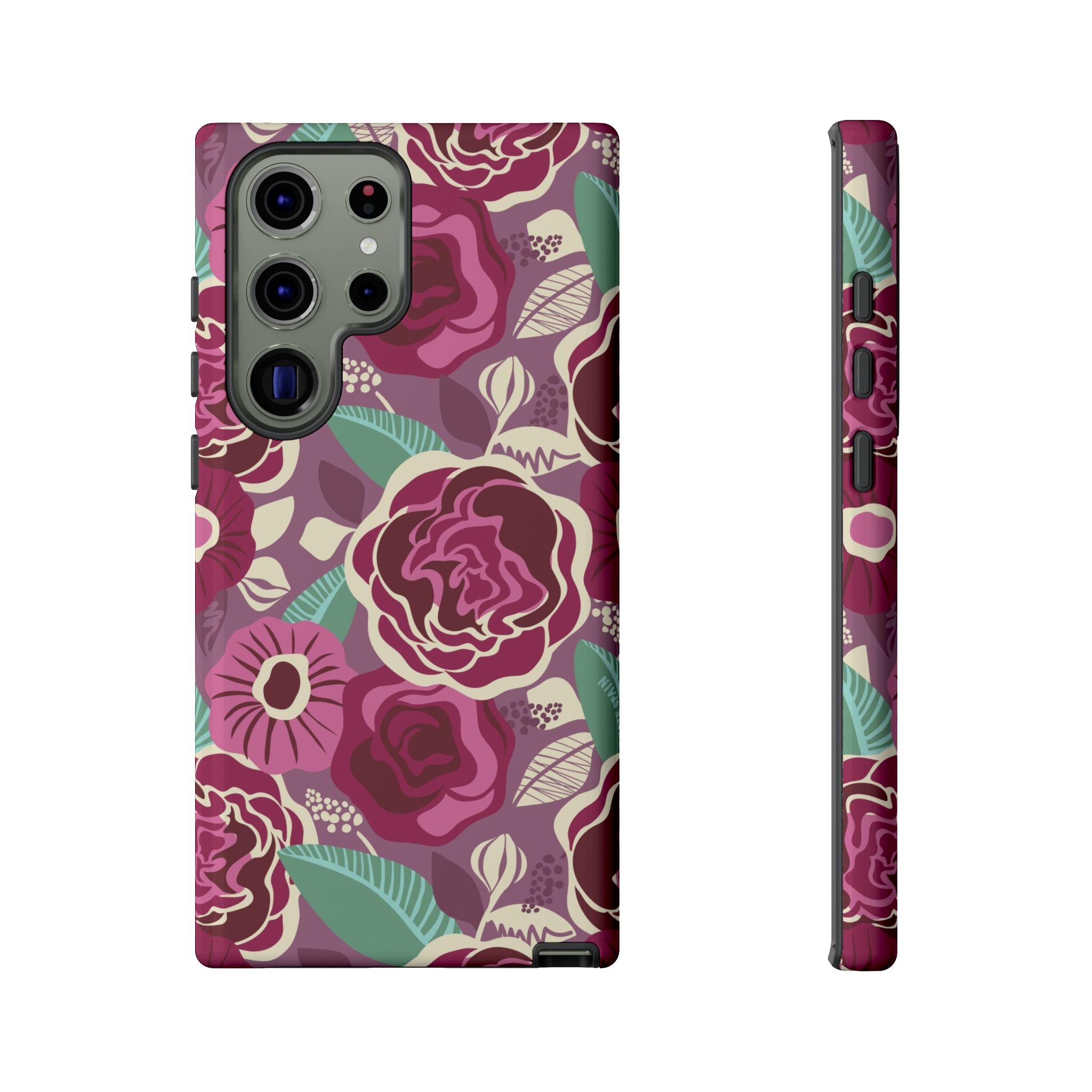 Luxury Tea Rose Burgundy Samsung Galaxy S23 Ultra Case – Glossy | burgundy, magenta, plum botanical rose floral print
