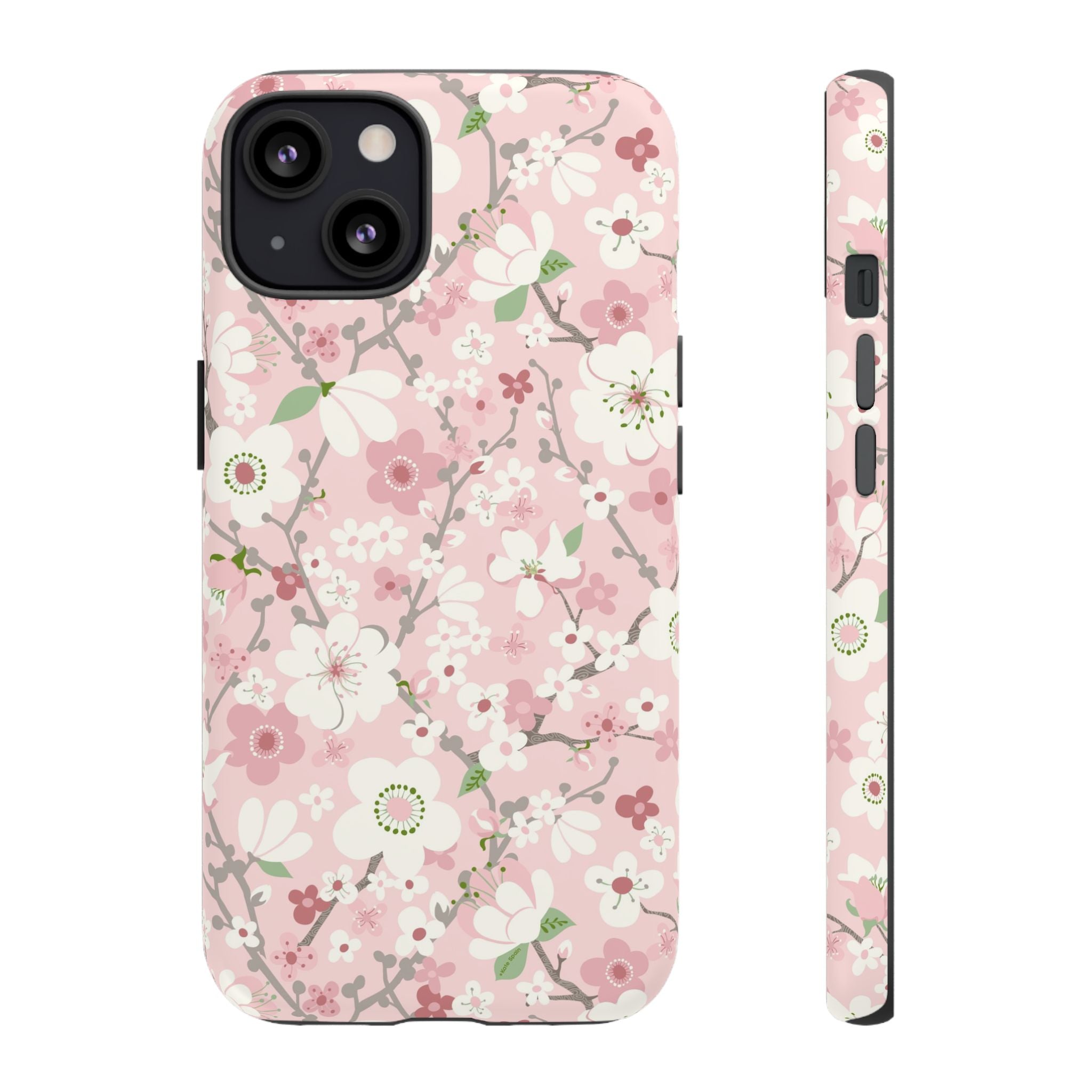 Luxury Pink Cherry Blossom Tough iPhone 13 Case – Matte | light pink, white, cherry blossom floral print