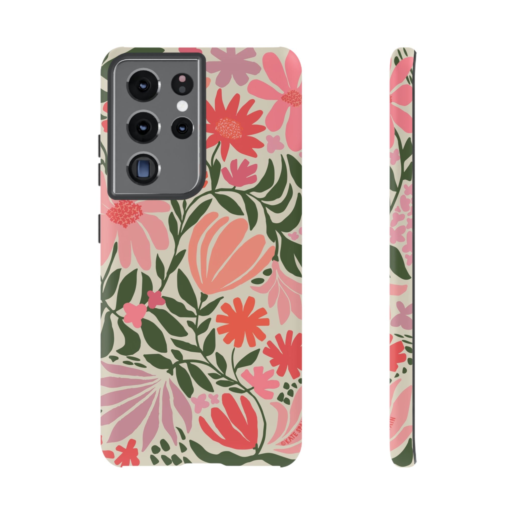 Luxury Botanica Samsung Galaxy S21 Ultra Case – Matte | cream, coral, pink botanical wildflower print