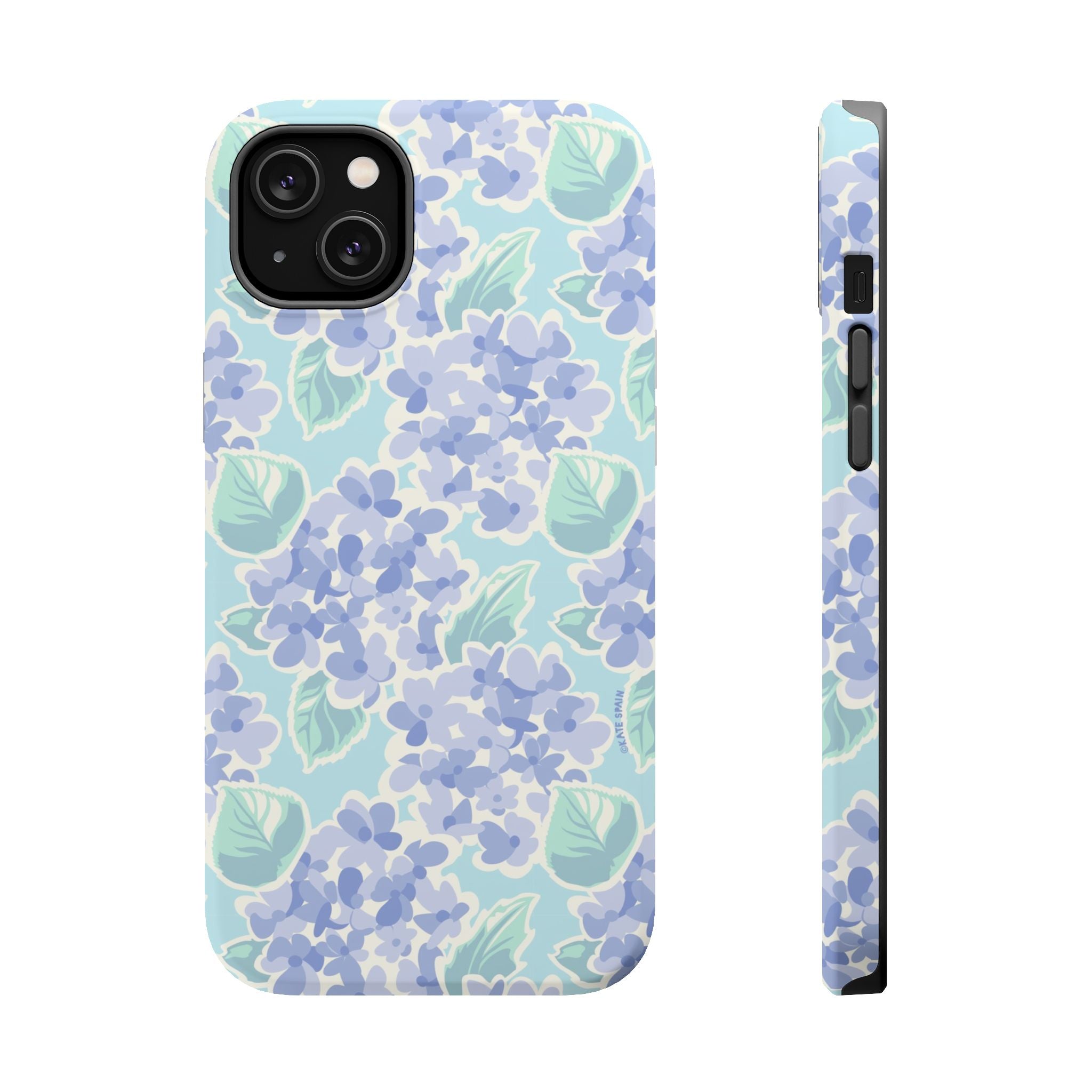 Nantucket Hydrangea MagSafe iPhone 14 Plus Case – Matte | periwinkle, sky blue, mint hydrangea floral print