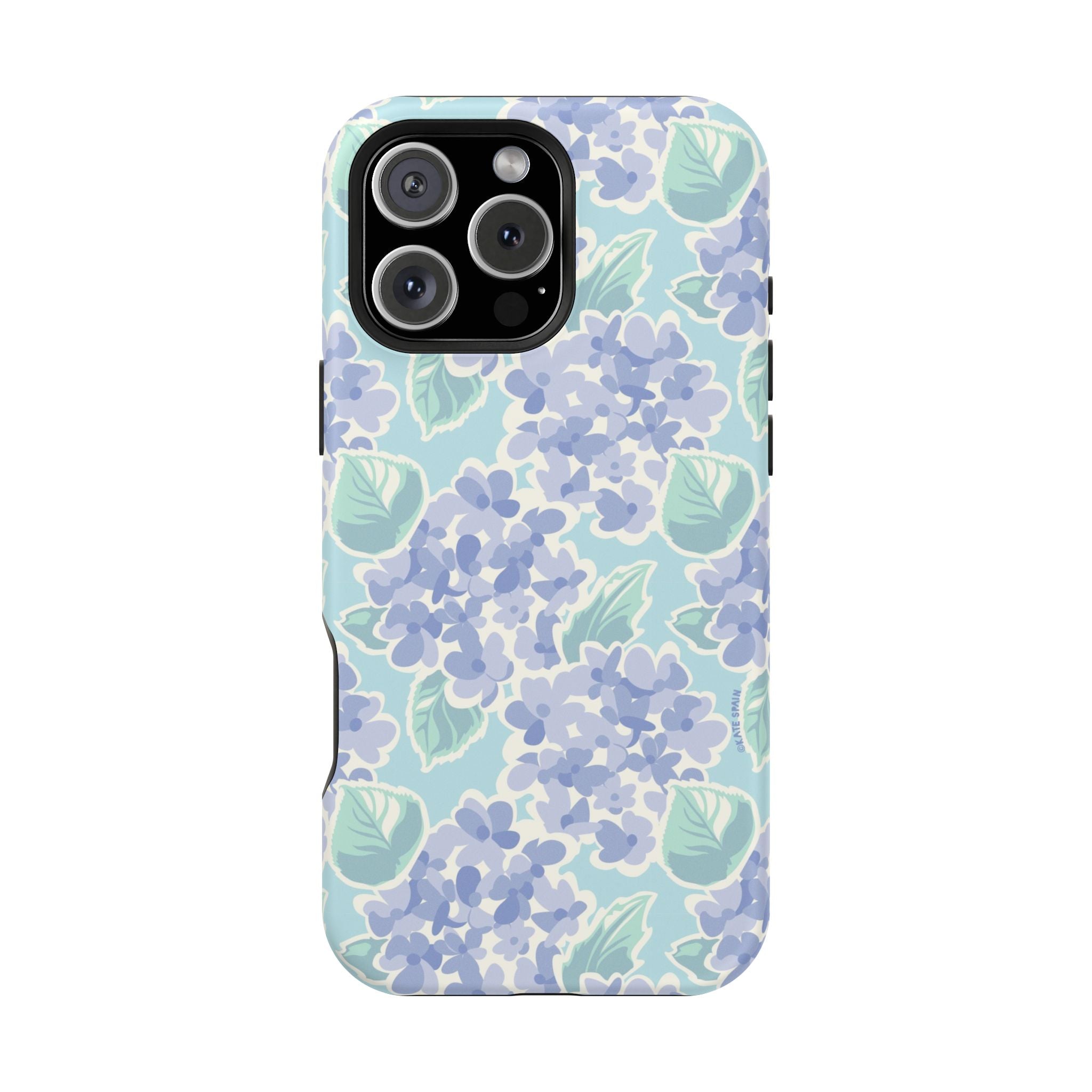 Nantucket Hydrangea MagSafe iPhone 16 Pro Max Case – Matte | periwinkle, sky blue, mint hydrangea floral print