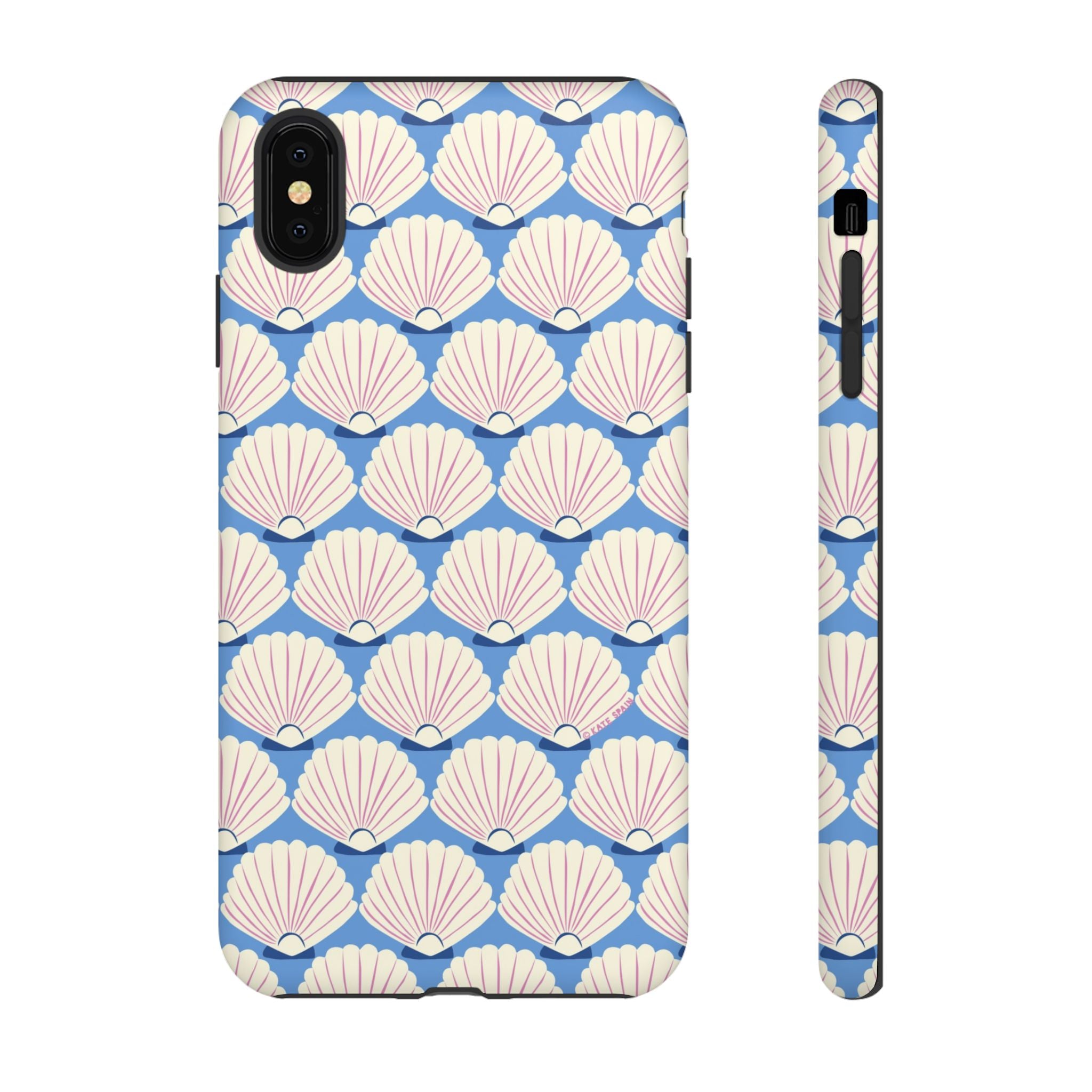 Seashells Tough iPhone XS Max Case – Matte | periwinkle, cream, blush scallop shell print