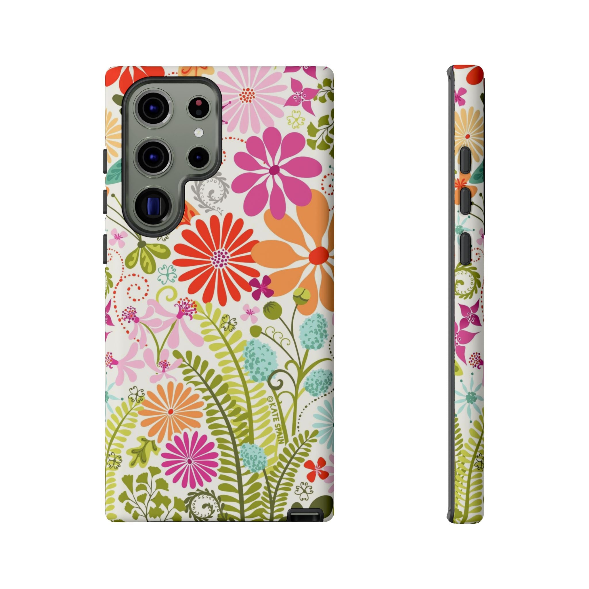 Luxury Terrain Samsung Galaxy S23 Ultra Case – Matte | white, magenta, coral botanical woodland floral print