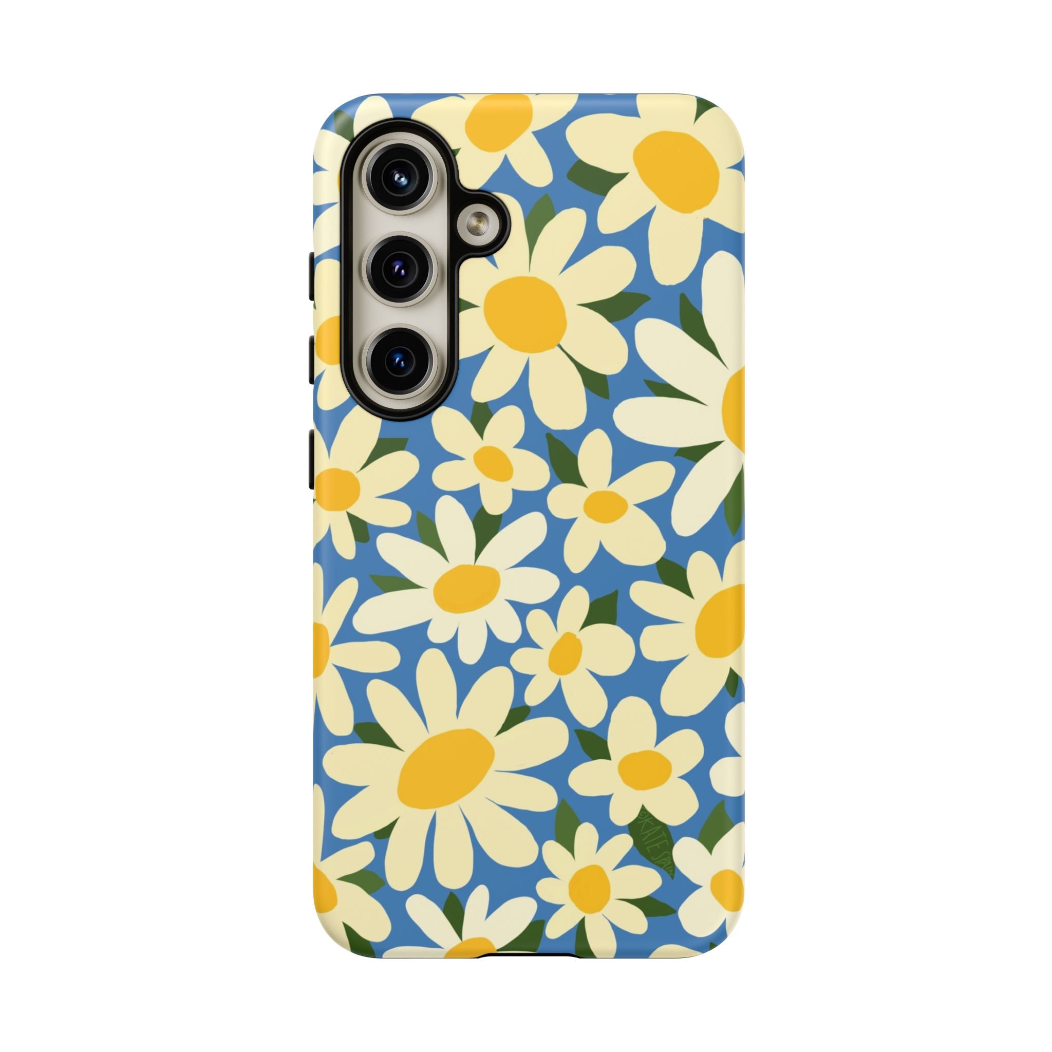 Luxury Shasta Samsung Galaxy S24 Case – Glossy | blue, yellow, white daisy floral print