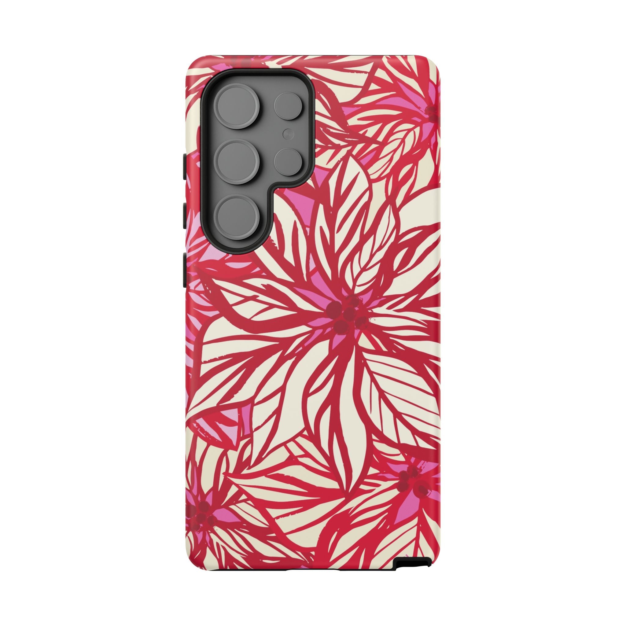 Poinsettia Samsung Galaxy S25 Ultra Case – Matte | cream, red, pink poinsettia botanical print