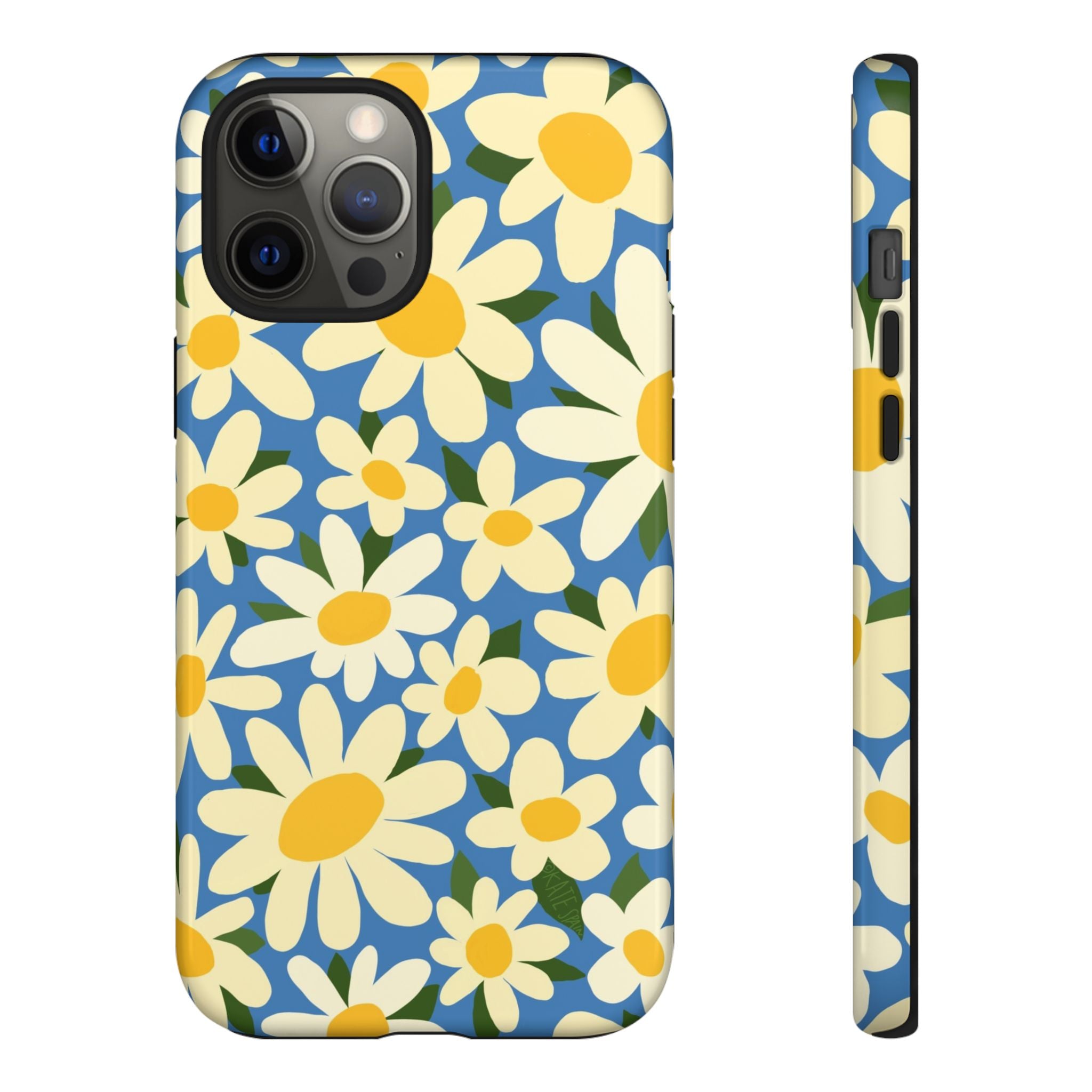 Shasta Daisy Tough iPhone 12 Pro Max Case – Glossy | blue, cream, yellow daisy floral print