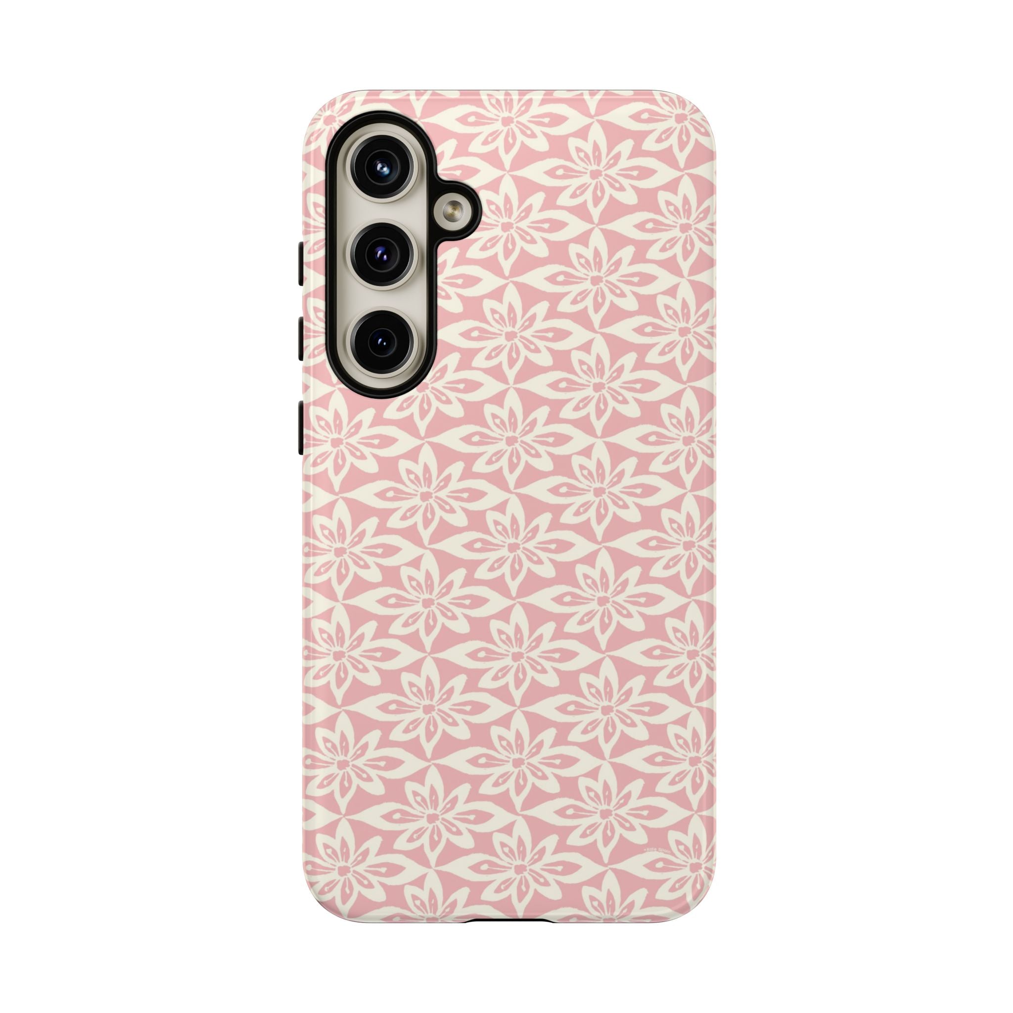 Lily Pastel Pink Samsung Galaxy S24 Plus Glossy case — graphic white lily print on dreamy pastel pink — botanical phone case by Kate Spain