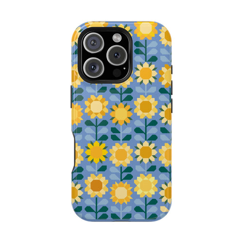 Sunflowers MagSafe tough case for iPhone 16 Pro - vibrant yellow sunflower design in glossy finish