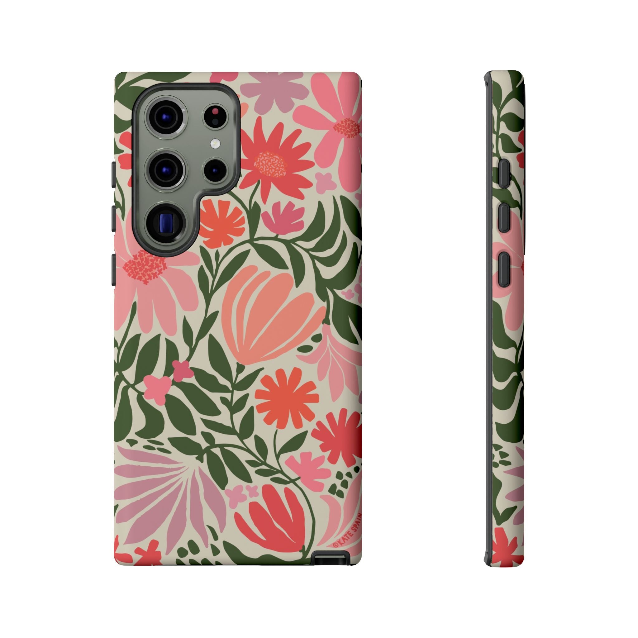 Luxury Botanica Samsung Galaxy S23 Ultra Case – Matte | cream, coral, pink botanical wildflower print