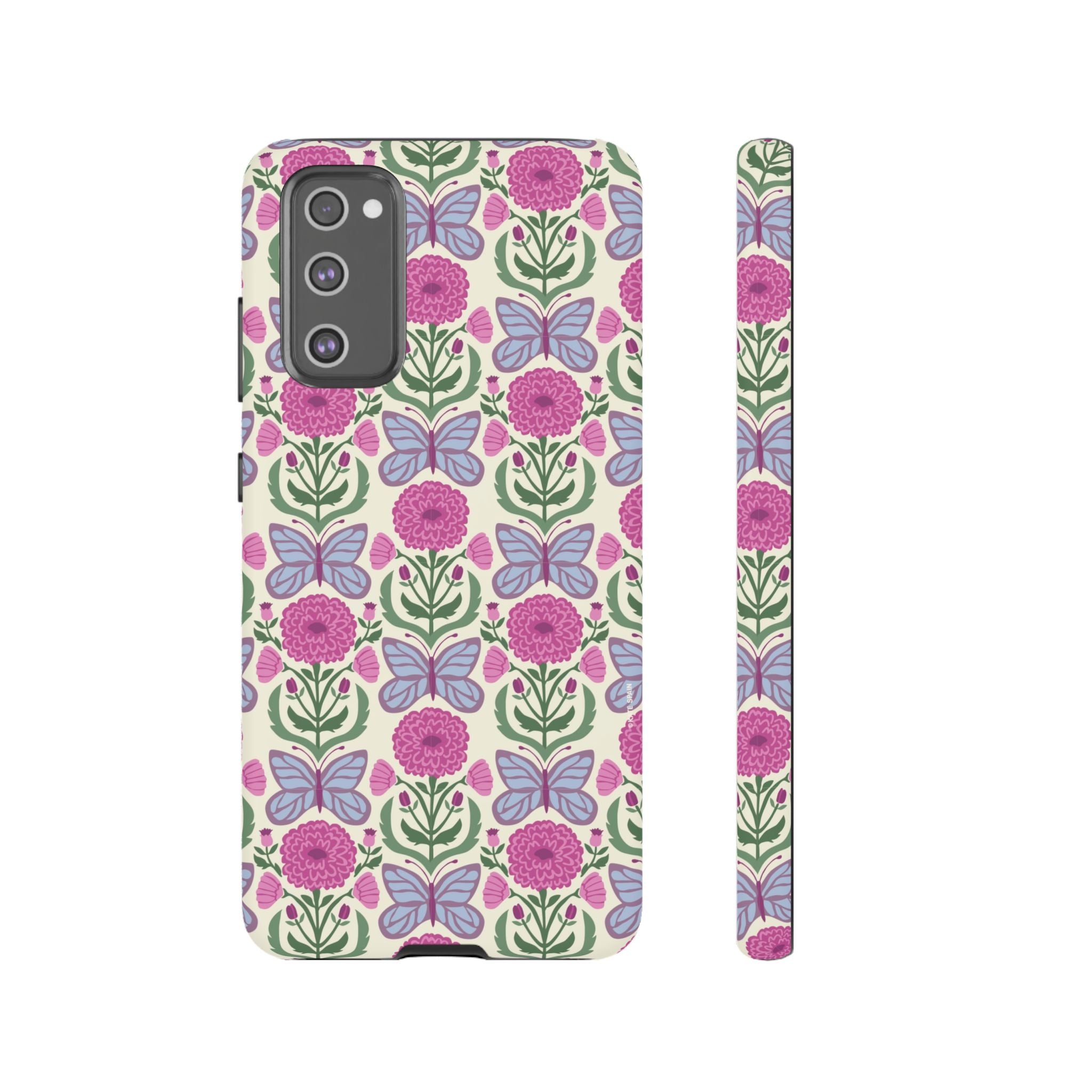 Luxury Butterfly Samsung Galaxy S20 FE Case – Matte | cream, magenta, periwinkle butterfly floral print
