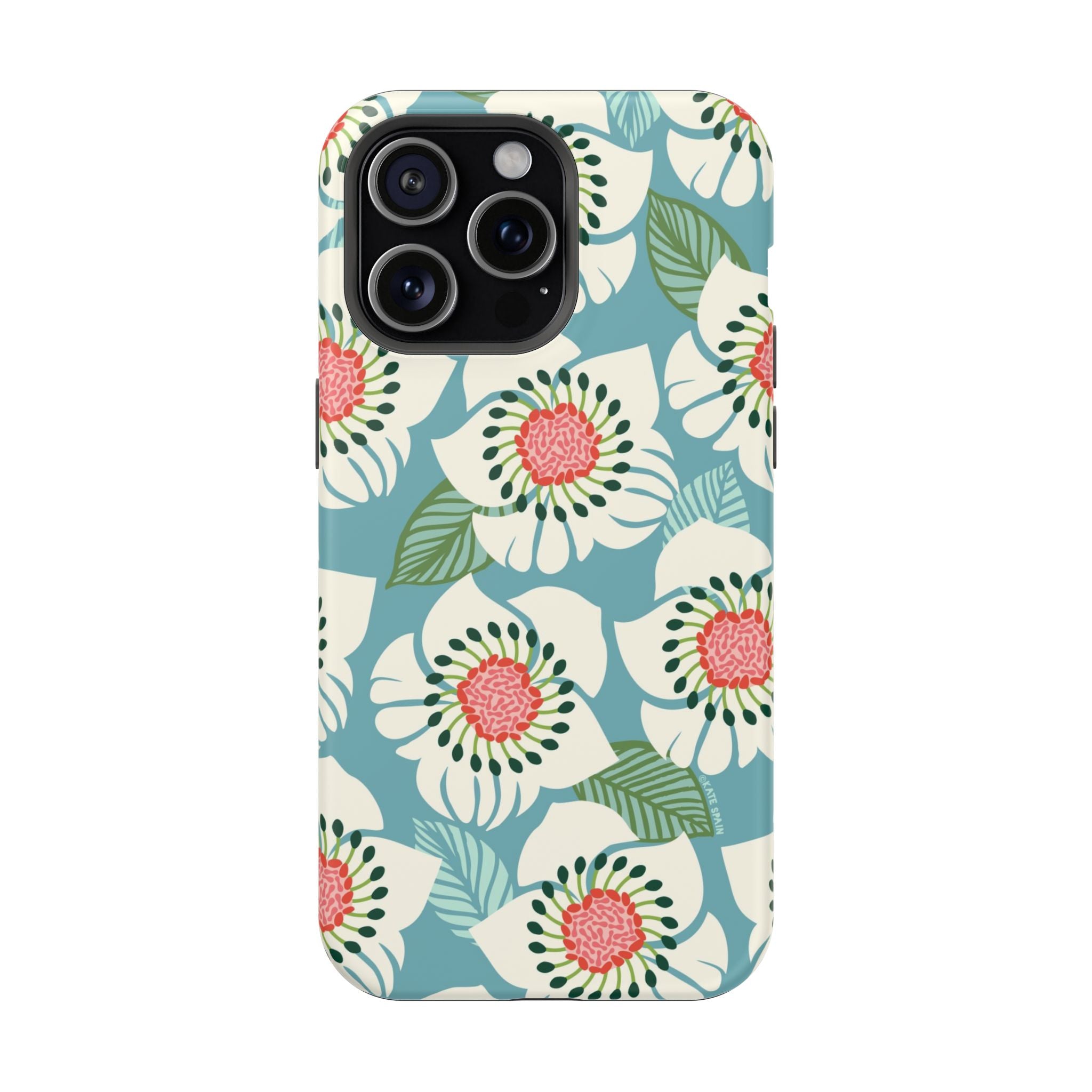 Panache Floral MagSafe iPhone 15 Pro Max Case – Matte | sky blue, pale cream, pink anemone floral print