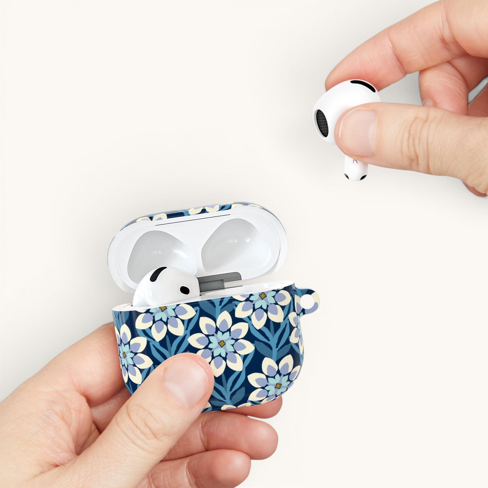 Modern Dahlia Navy AirPods Case