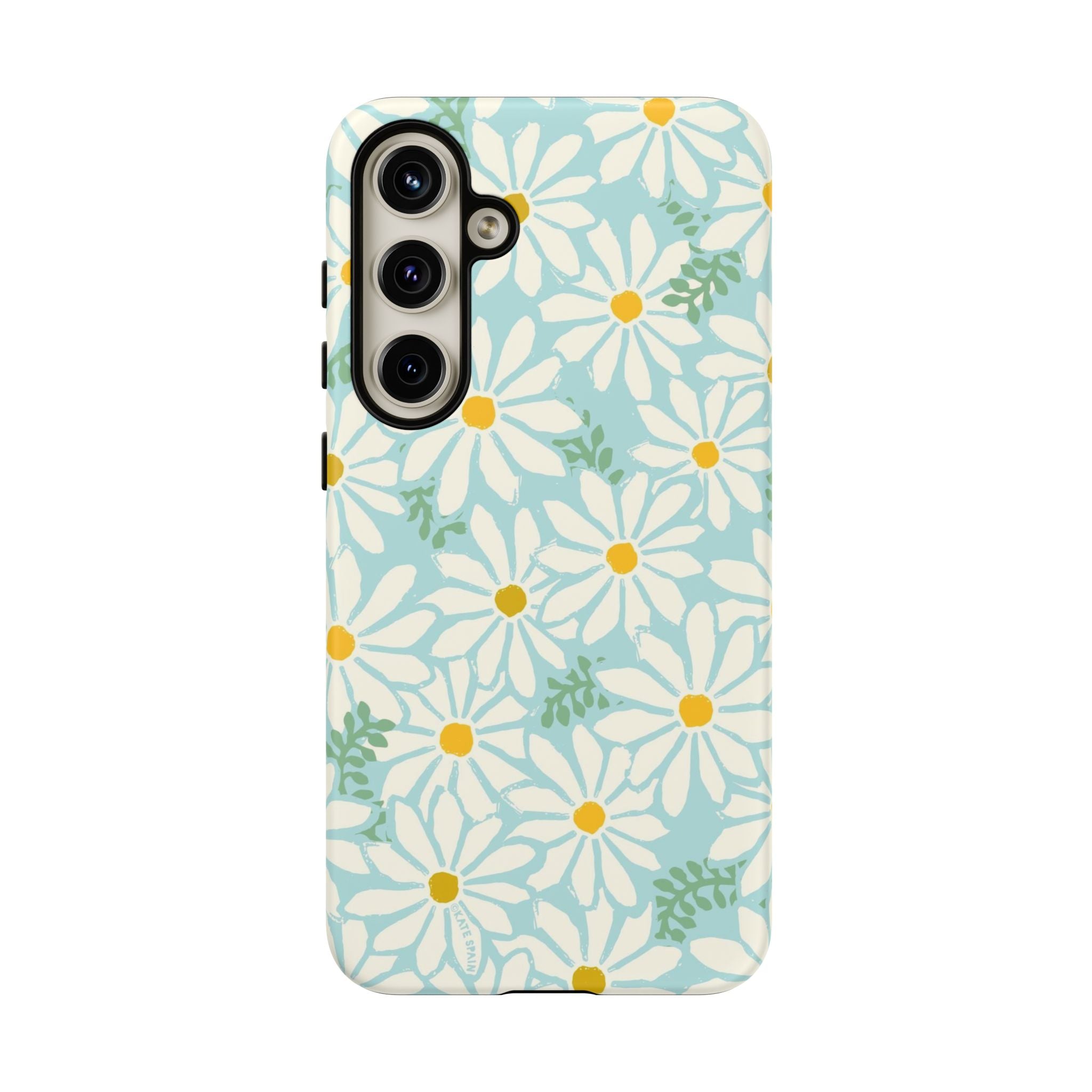 Luxury Daisies Samsung Galaxy S24 Plus Case – Matte | white, yellow, aqua daisy floral print