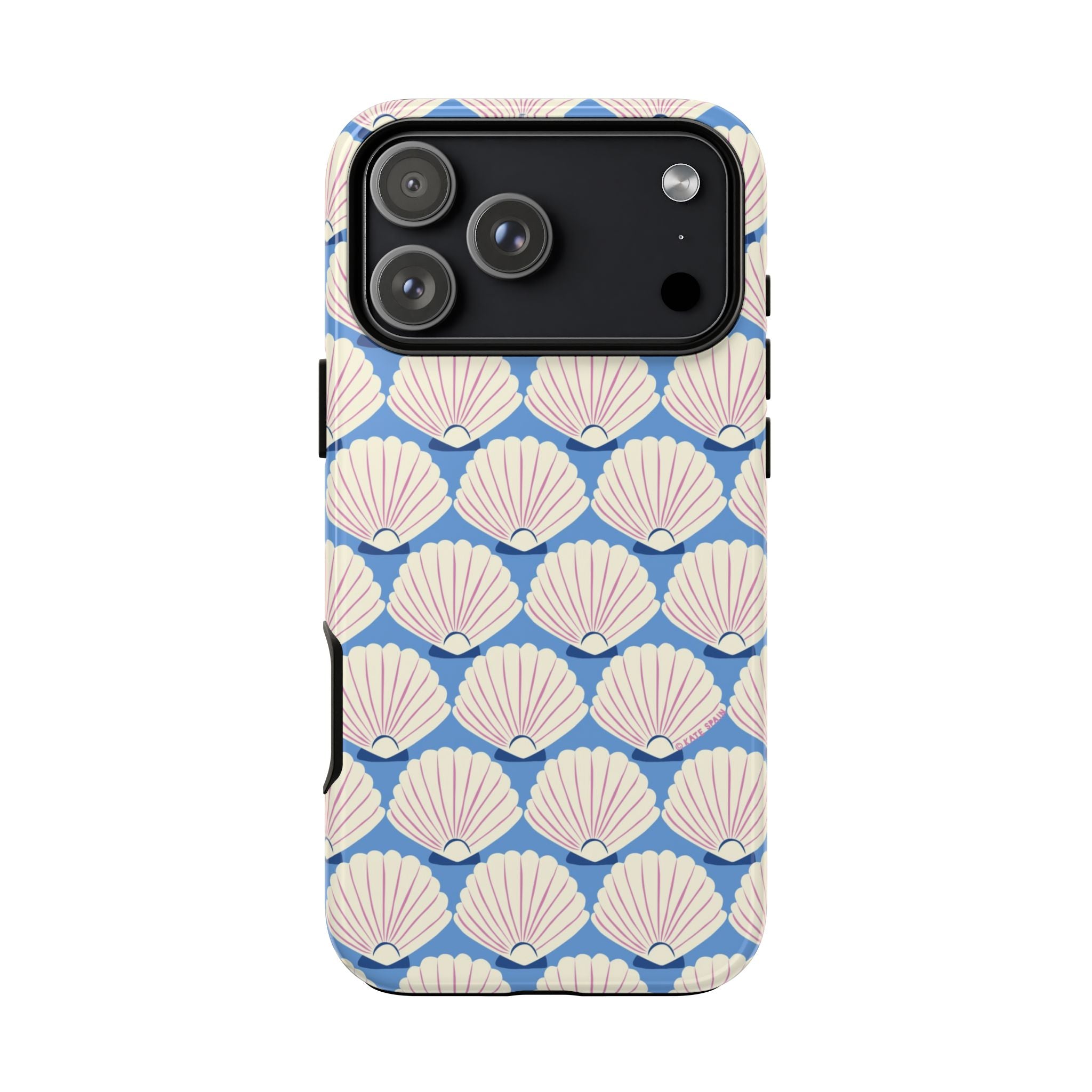Seashells Tough iPhone 17 Pro Max Case – Glossy | periwinkle, cream, blush scallop shell print