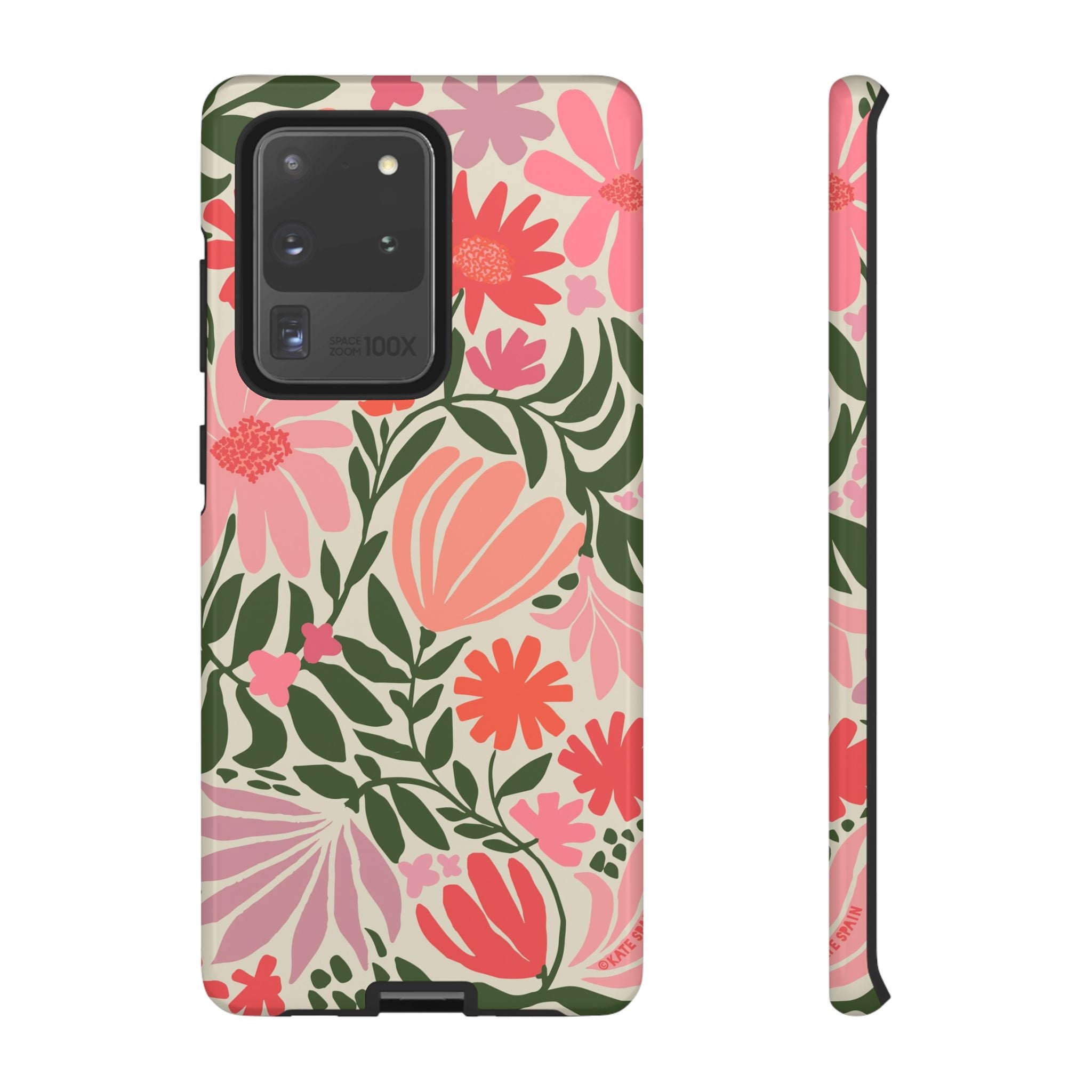 Luxury Botanica Samsung Galaxy S20 Ultra Case – Glossy | cream, coral, pink botanical wildflower print