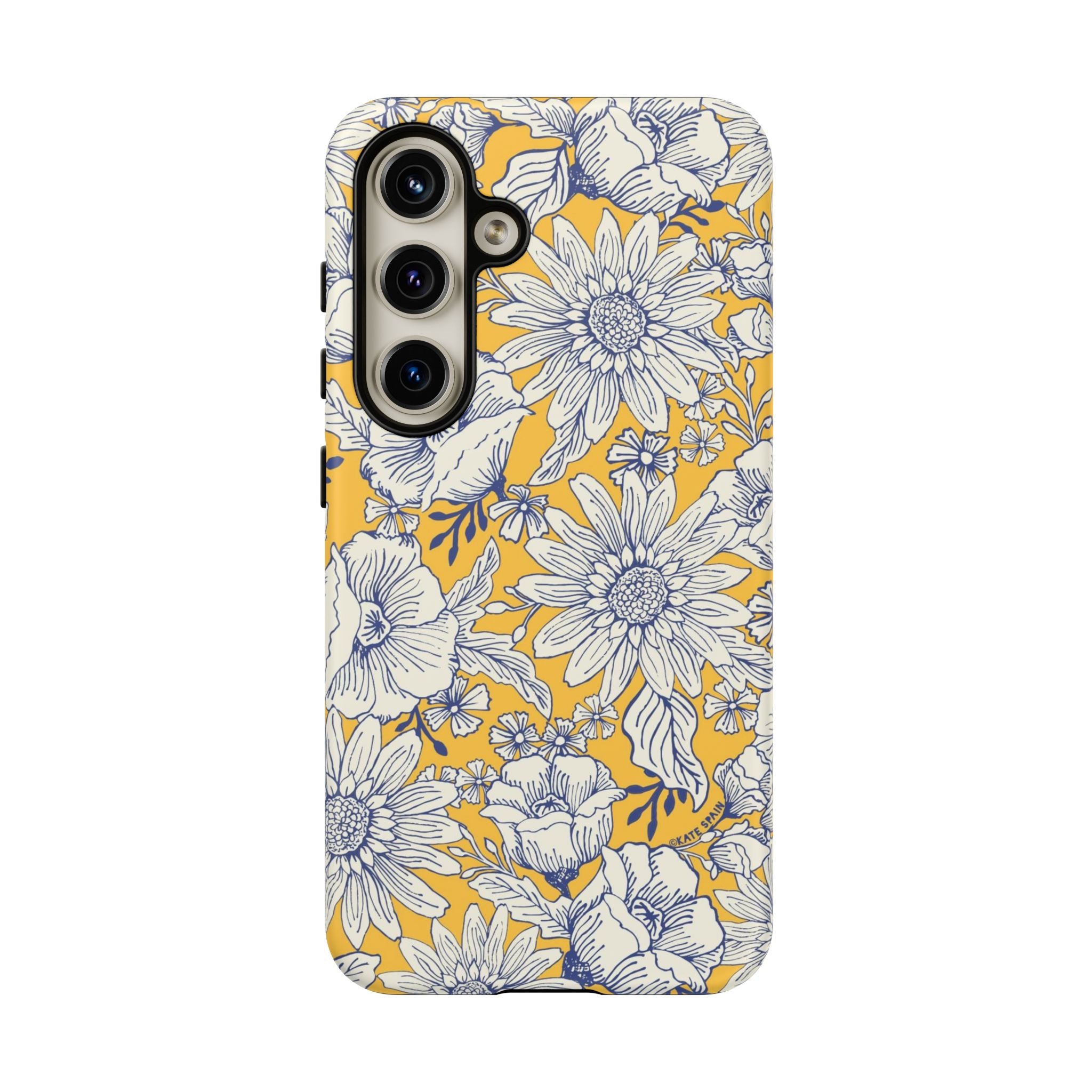 Luxury Jardin Samsung Galaxy S24 Case – Matte | yellow, cream, blue botanical floral print