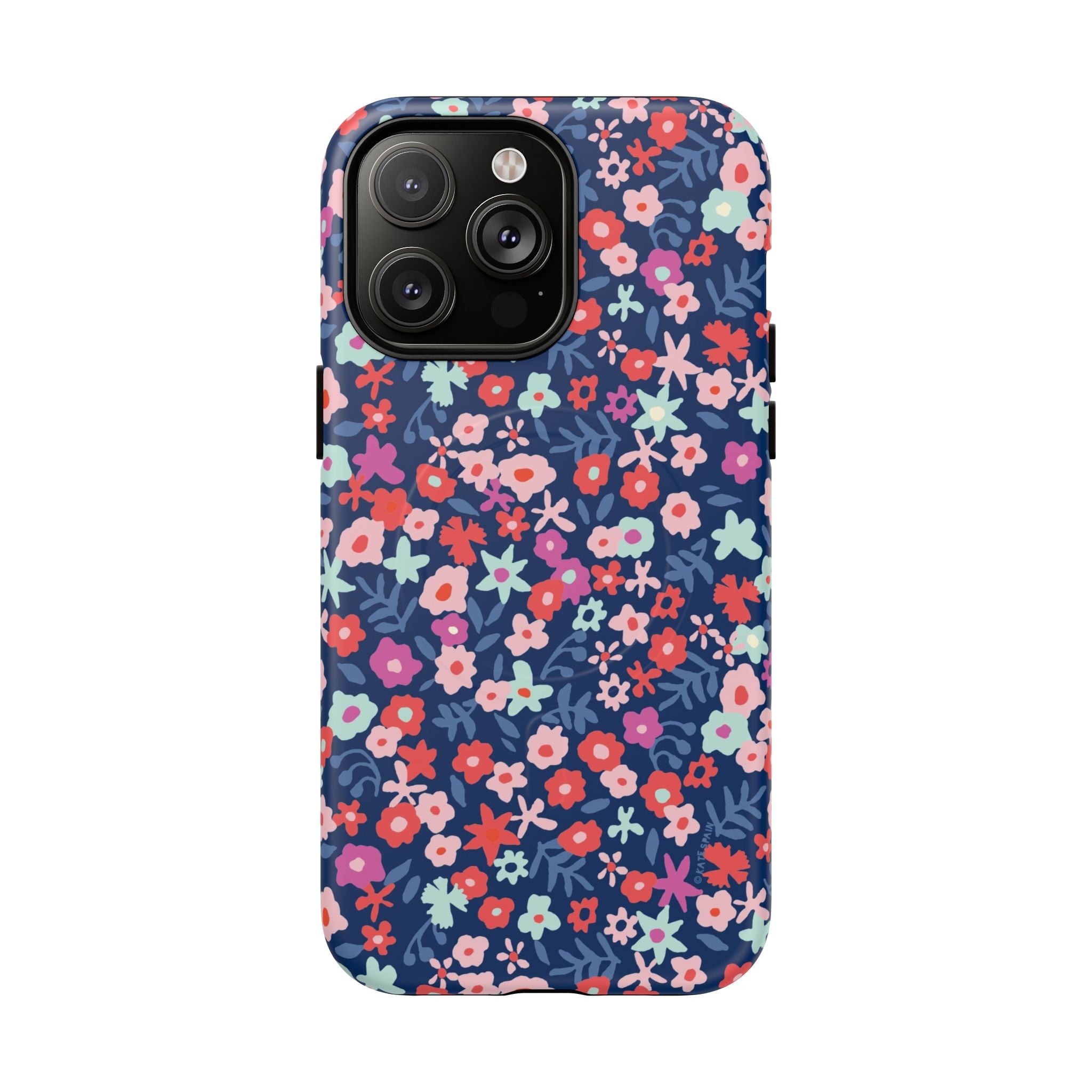 Primrose MagSafe iPhone 14 Pro Max Case – Matte | navy, pink, white ditsy floral print