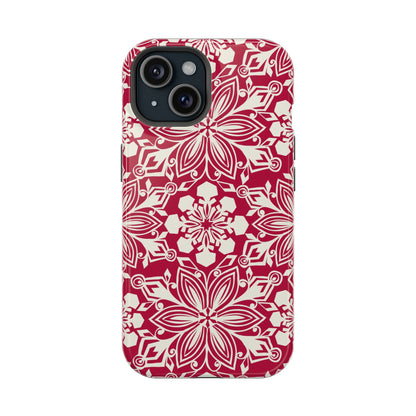Snowfall Paper Cut Snowflake MagSafe Tough Case iPhone 15 Glossy