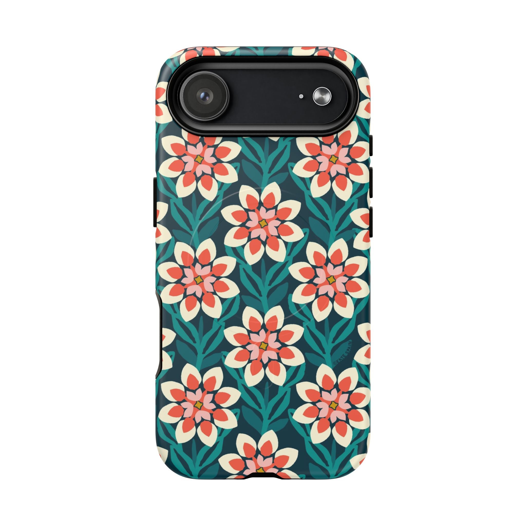 Modern Dahlia MagSafe iPhone 17 Air Case – Matte | teal, coral, cream botanical dahlia floral print