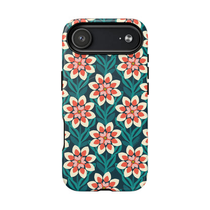 Modern Dahlia MagSafe iPhone Case - Teal Allover Pattern