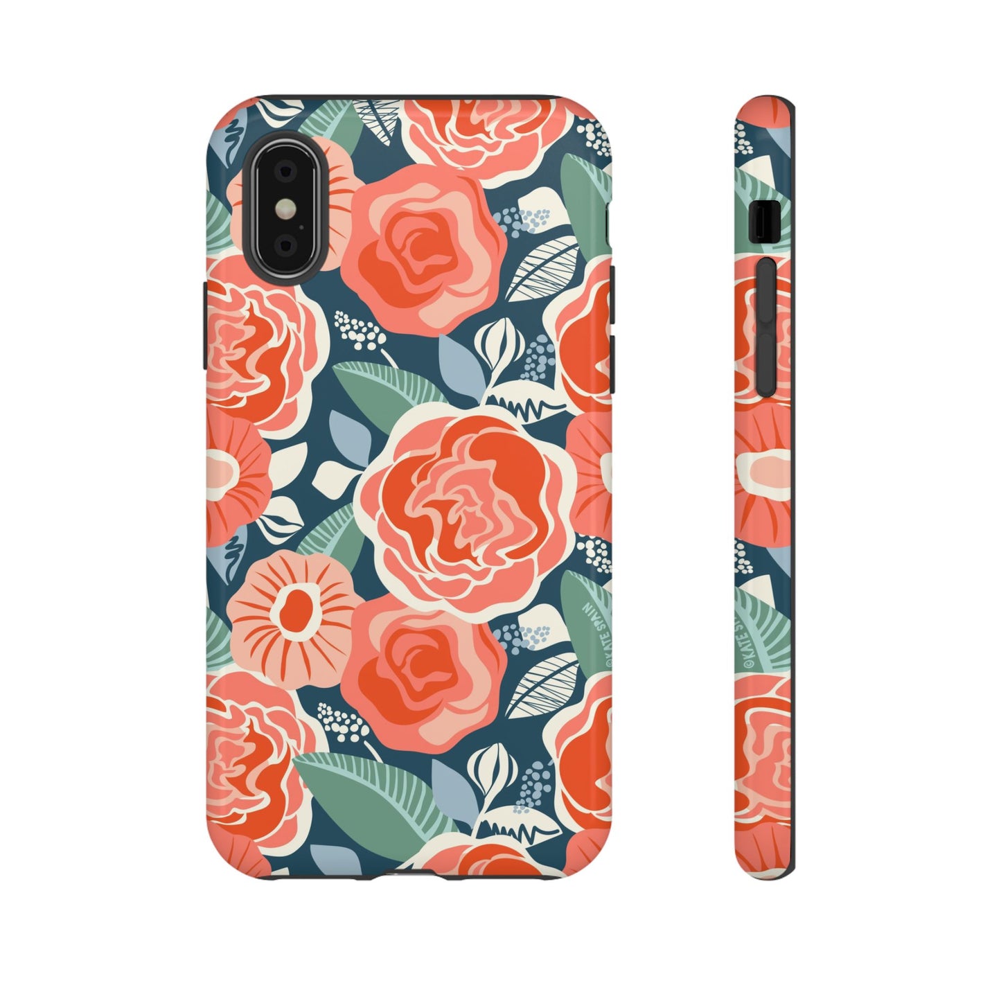 Tea Rose Navy iPhone Tough Case