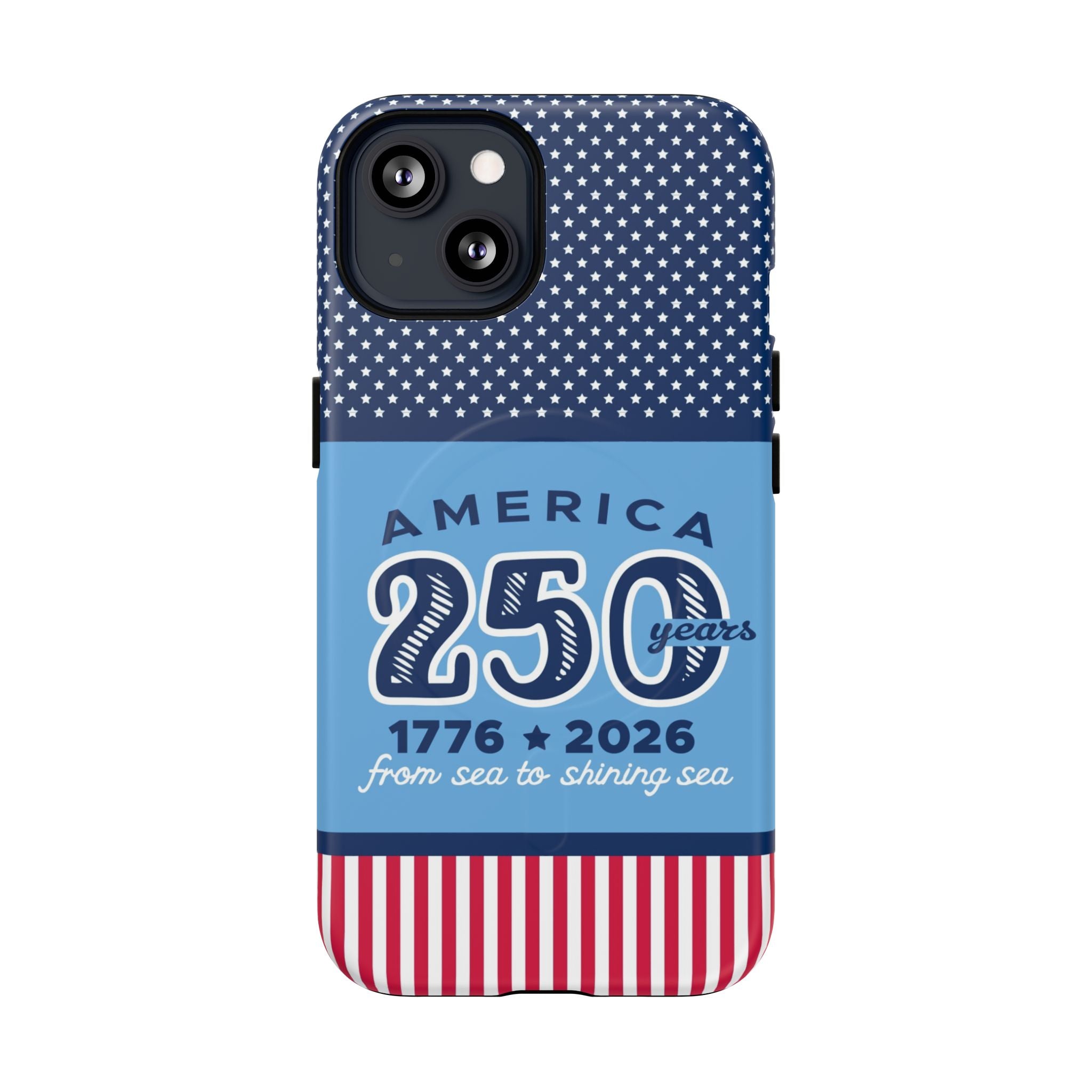 Sea to Shining Sea MagSafe iPhone 13 Case – Matte | navy, sky blue, red, white American stars & stripes 250th anniversary print