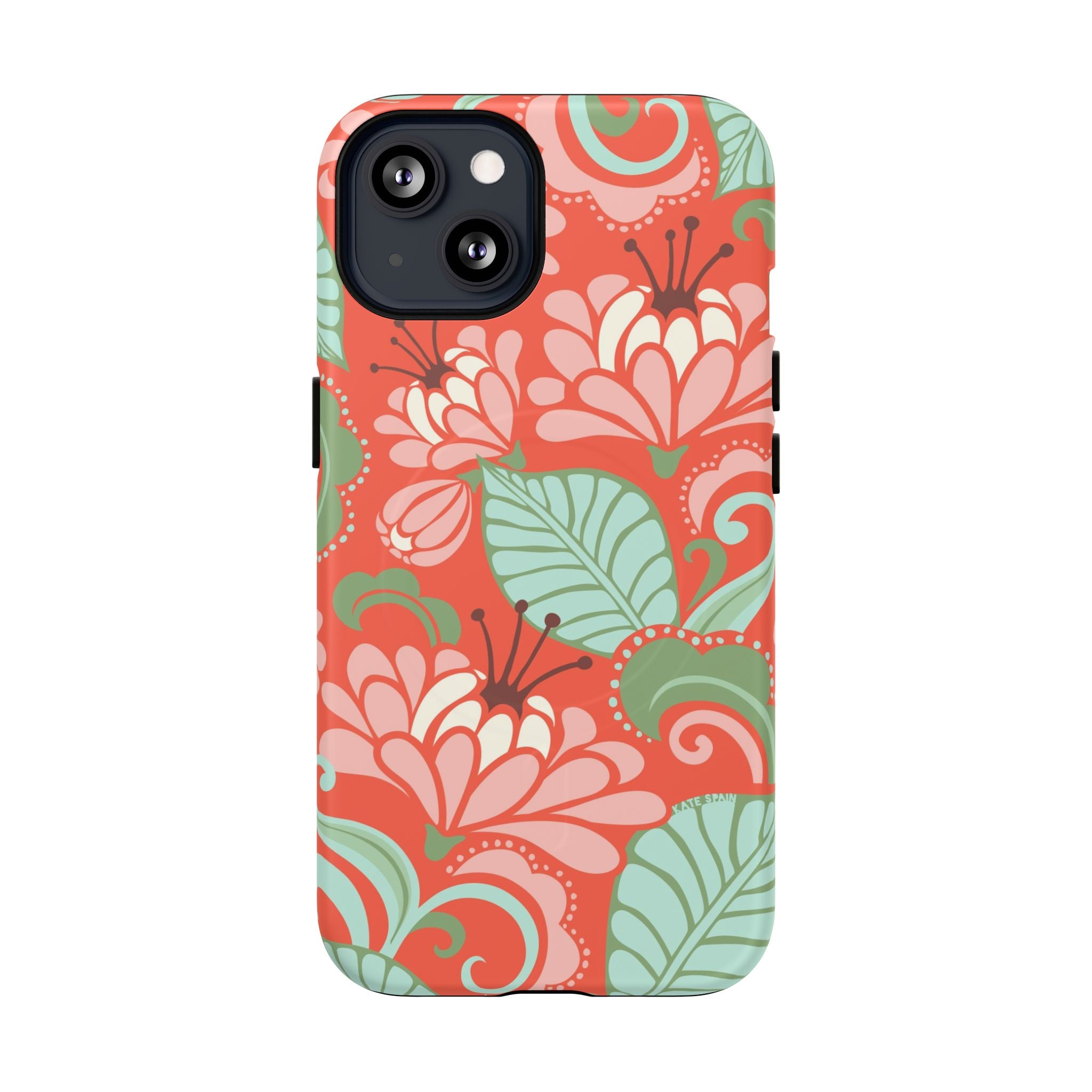 Sarabande MagSafe iPhone 13 Case – Matte | coral, pink, cream, green botanical floral print