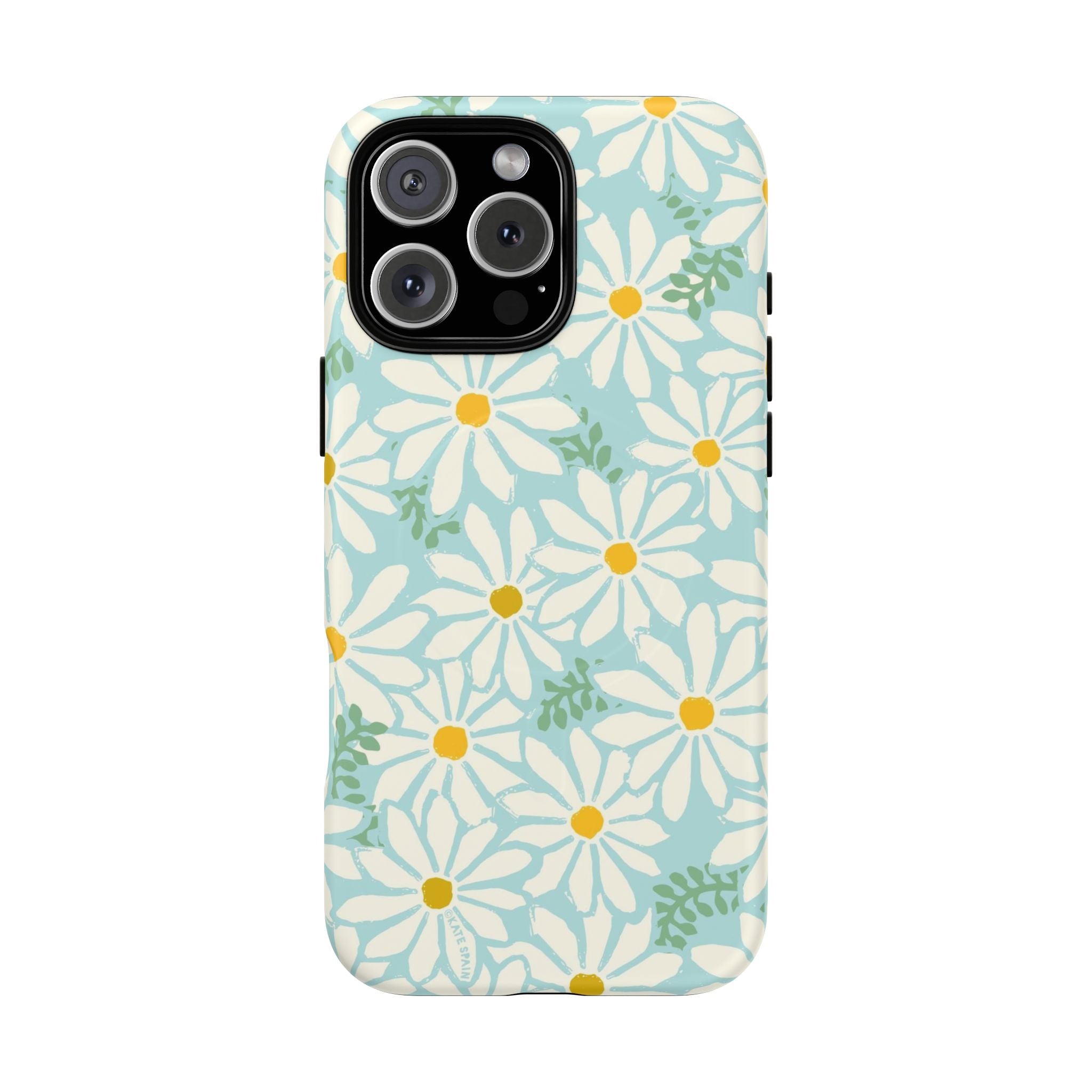 Daisies MagSafe iPhone 16 Pro Max Case – Matte | mint, white, yellow botanical daisy floral print