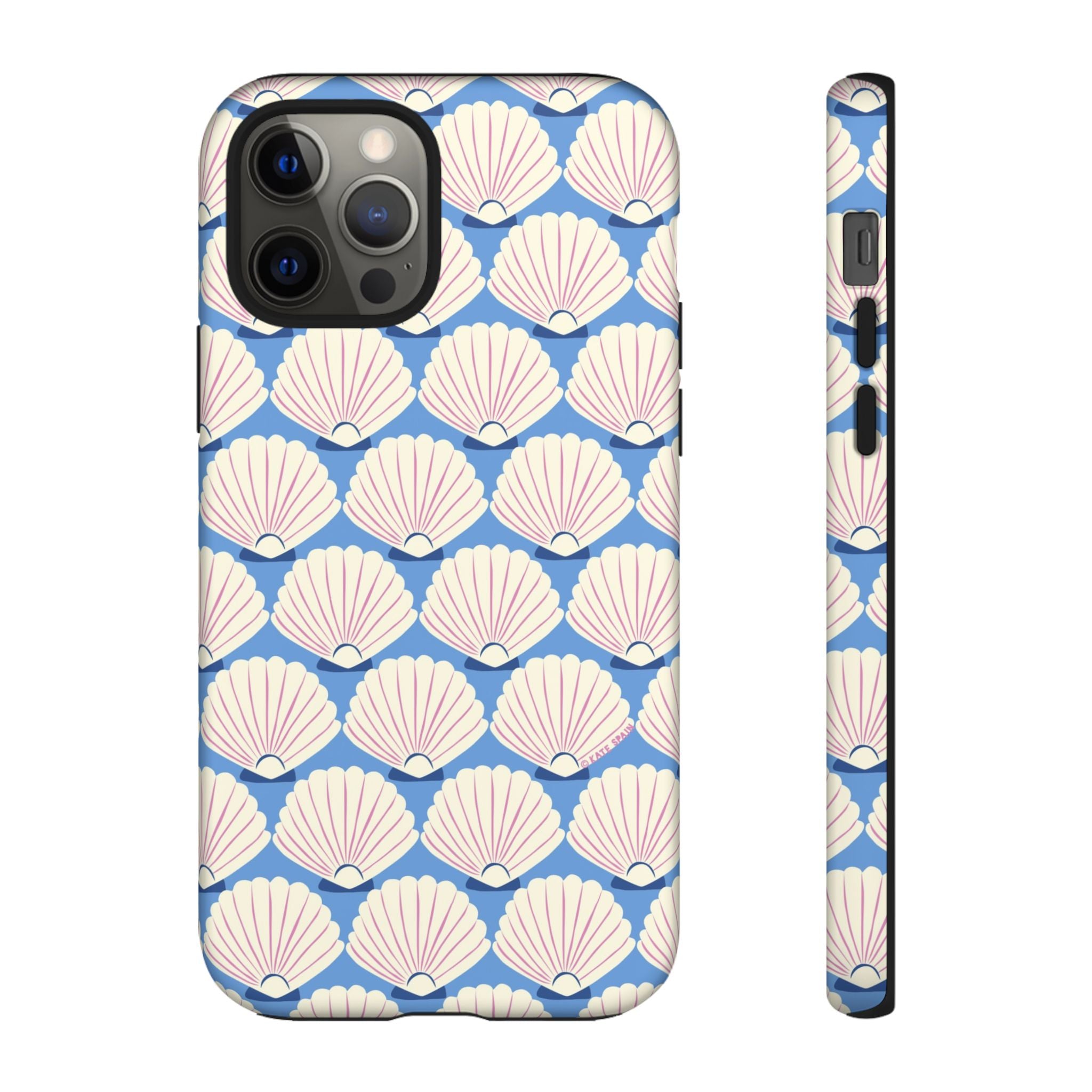 Seashells Tough iPhone 12 Pro Case – Matte | periwinkle, cream, blush scallop shell print