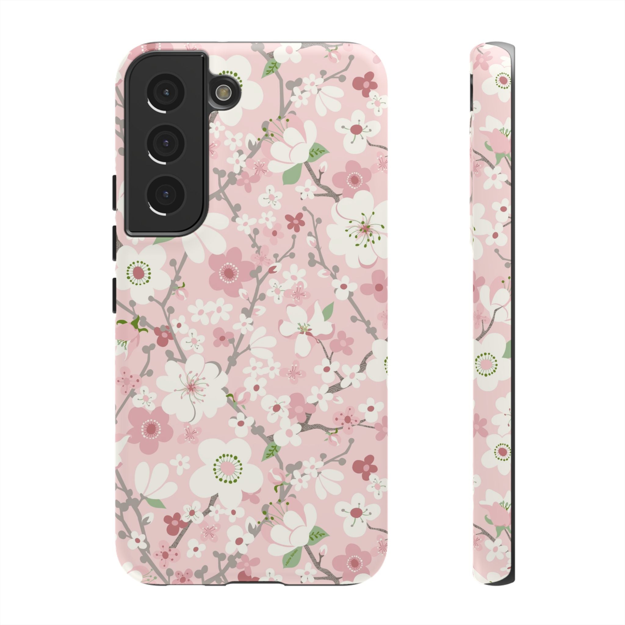 Luxury Pink Cherry Blossom Samsung Galaxy S22 Case – Matte | pink, white, cherry blossom floral print