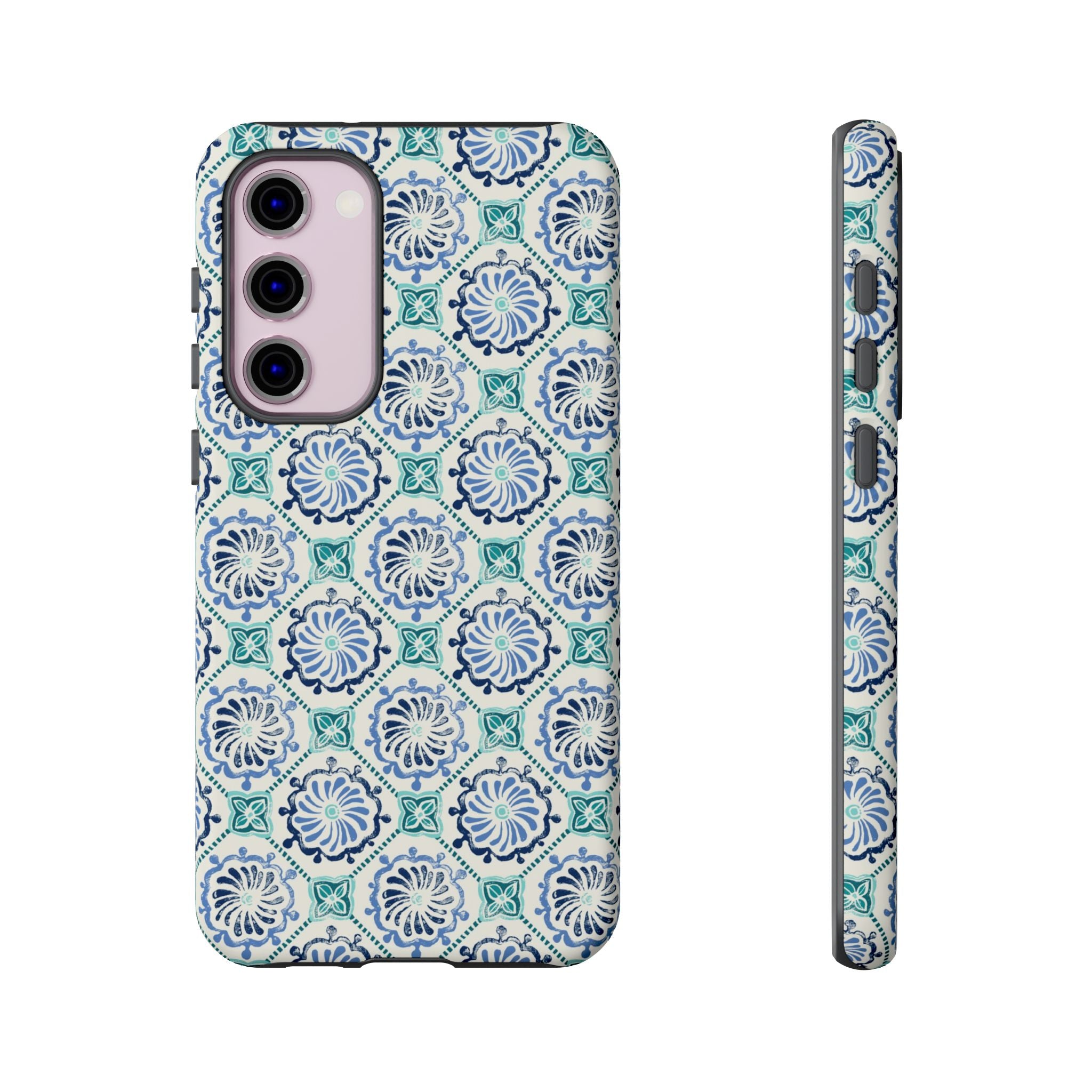 Horizon Blue Tile Samsung Galaxy S23 Plus Case – Matte | blue, turquoise, cream white dual-layer protection