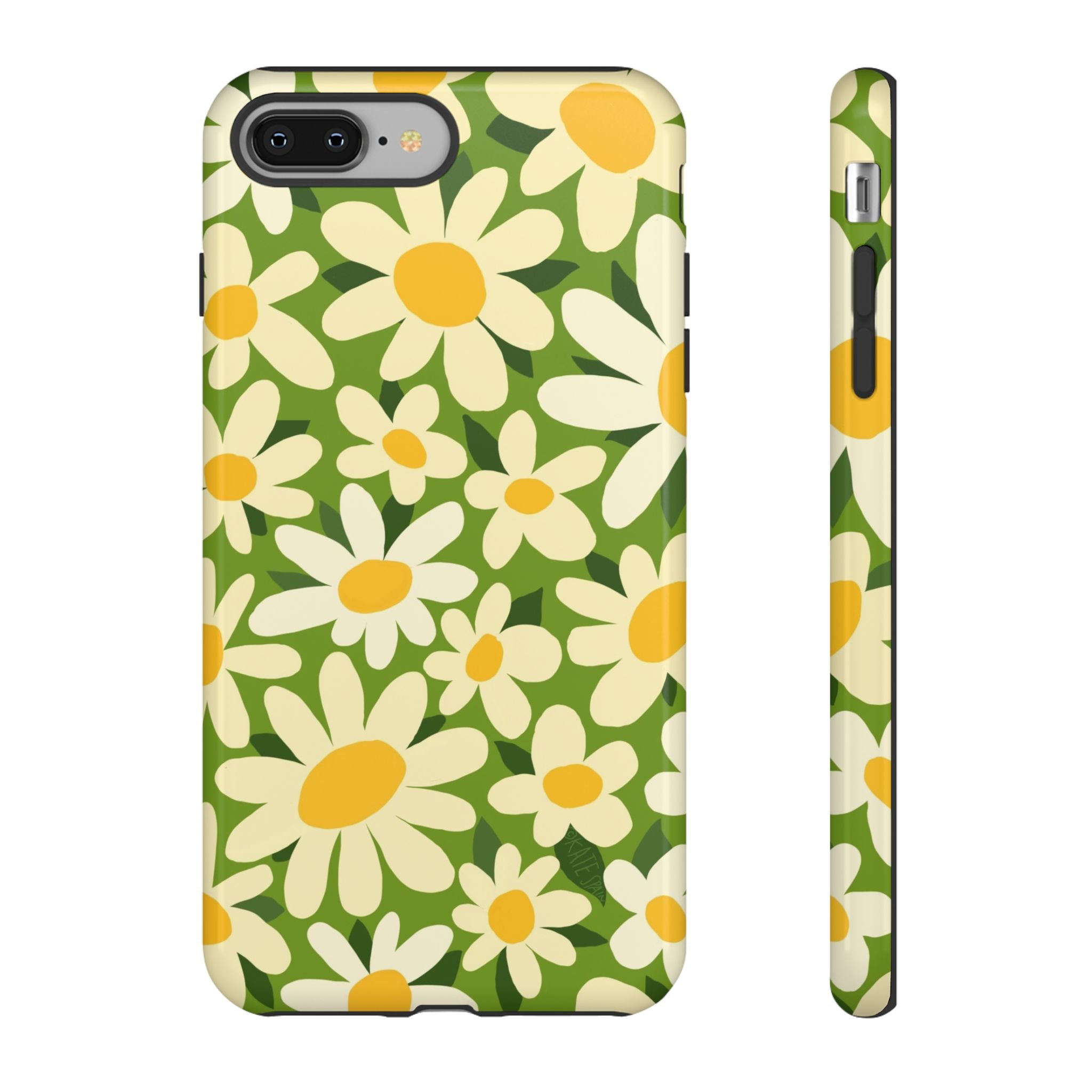 Shasta Daisy Tough iPhone 8 Plus Case – Glossy | green, white, yellow daisy floral print