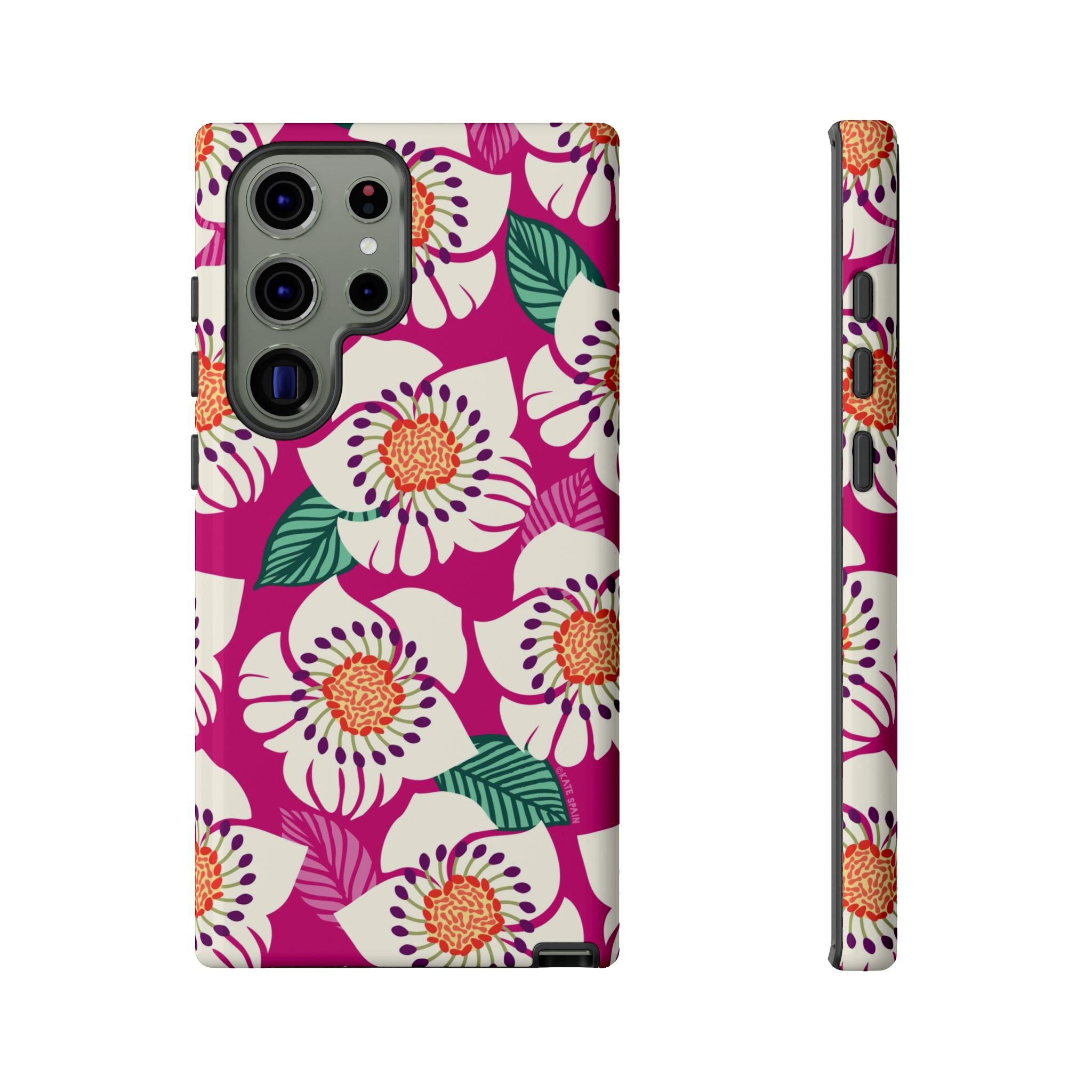 Artistic Panache Samsung Galaxy S23 Ultra Case – Glossy | berry, cream white, peach anemone floral print