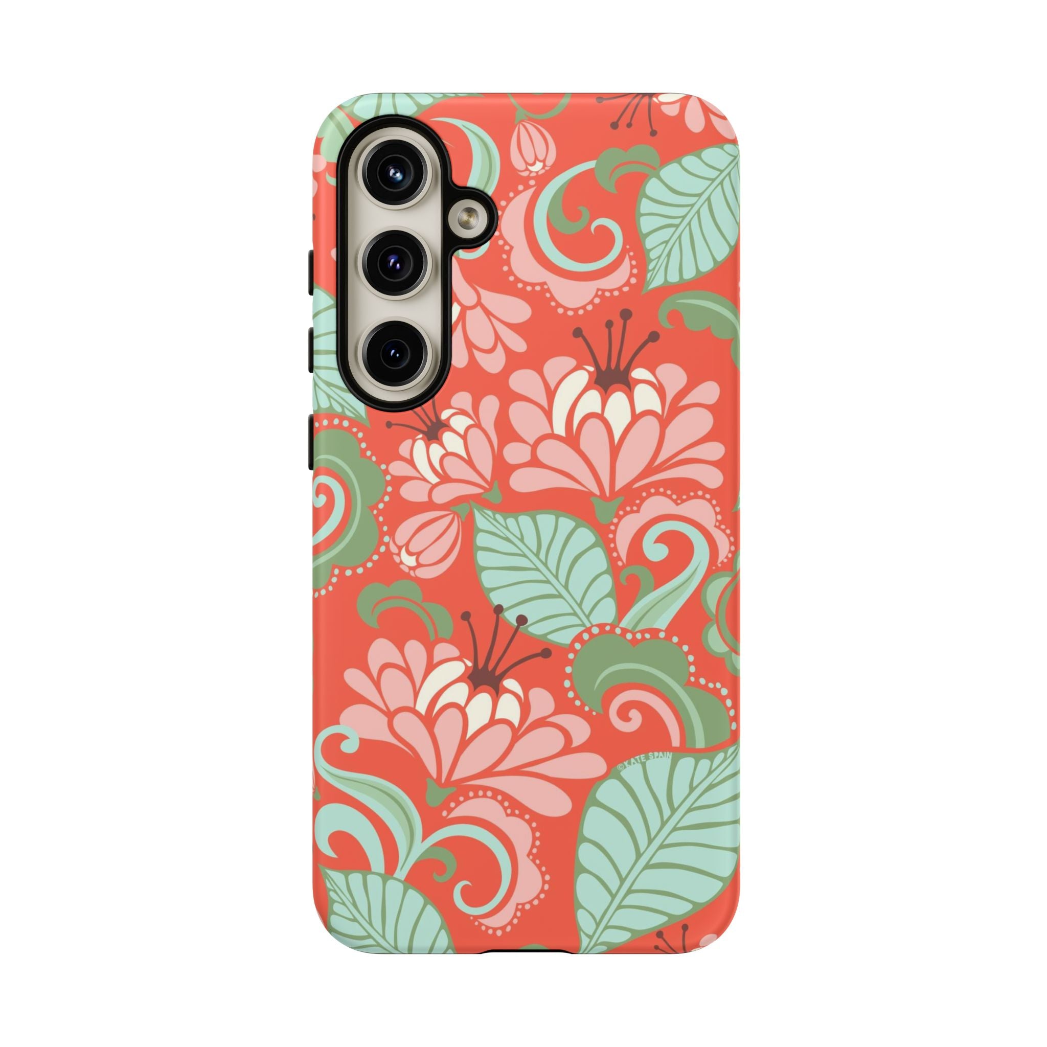 Designer Sarabande Samsung Galaxy S24 Plus Case – Matte | coral, blush, mint tropical floral print