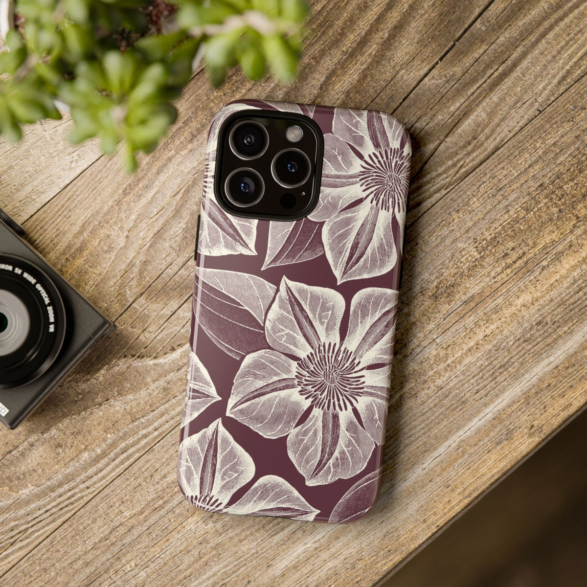 Vintage Bloom Burgundy iPhone Case