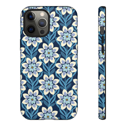 Modern Dahlia iPhone Case - Navy Allover Pattern