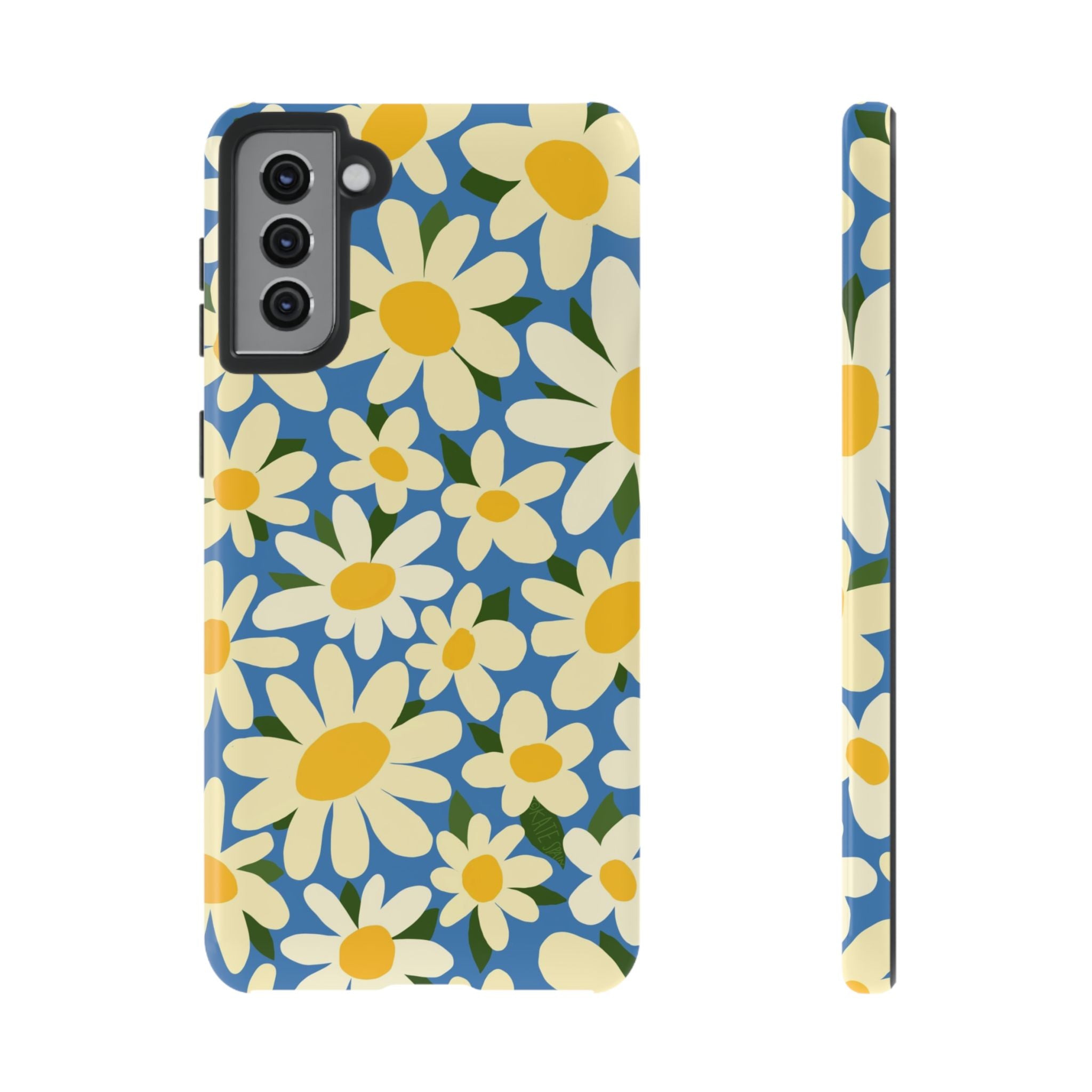 Luxury Shasta Samsung Galaxy S21 Plus Case – Glossy | blue, yellow, white daisy floral print